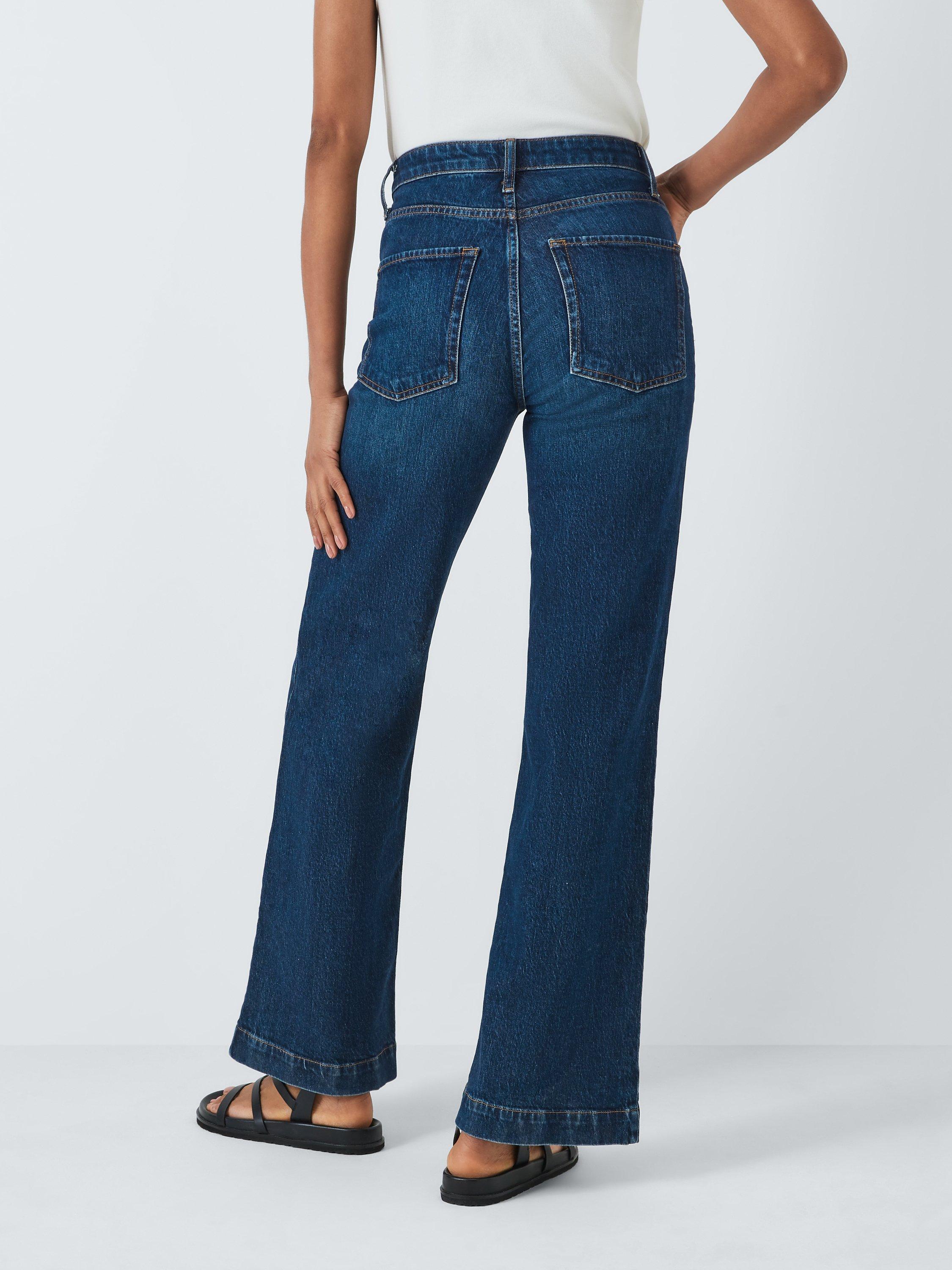 John Lewis High Waist Wide Leg Jeans, Deep Royal, 8