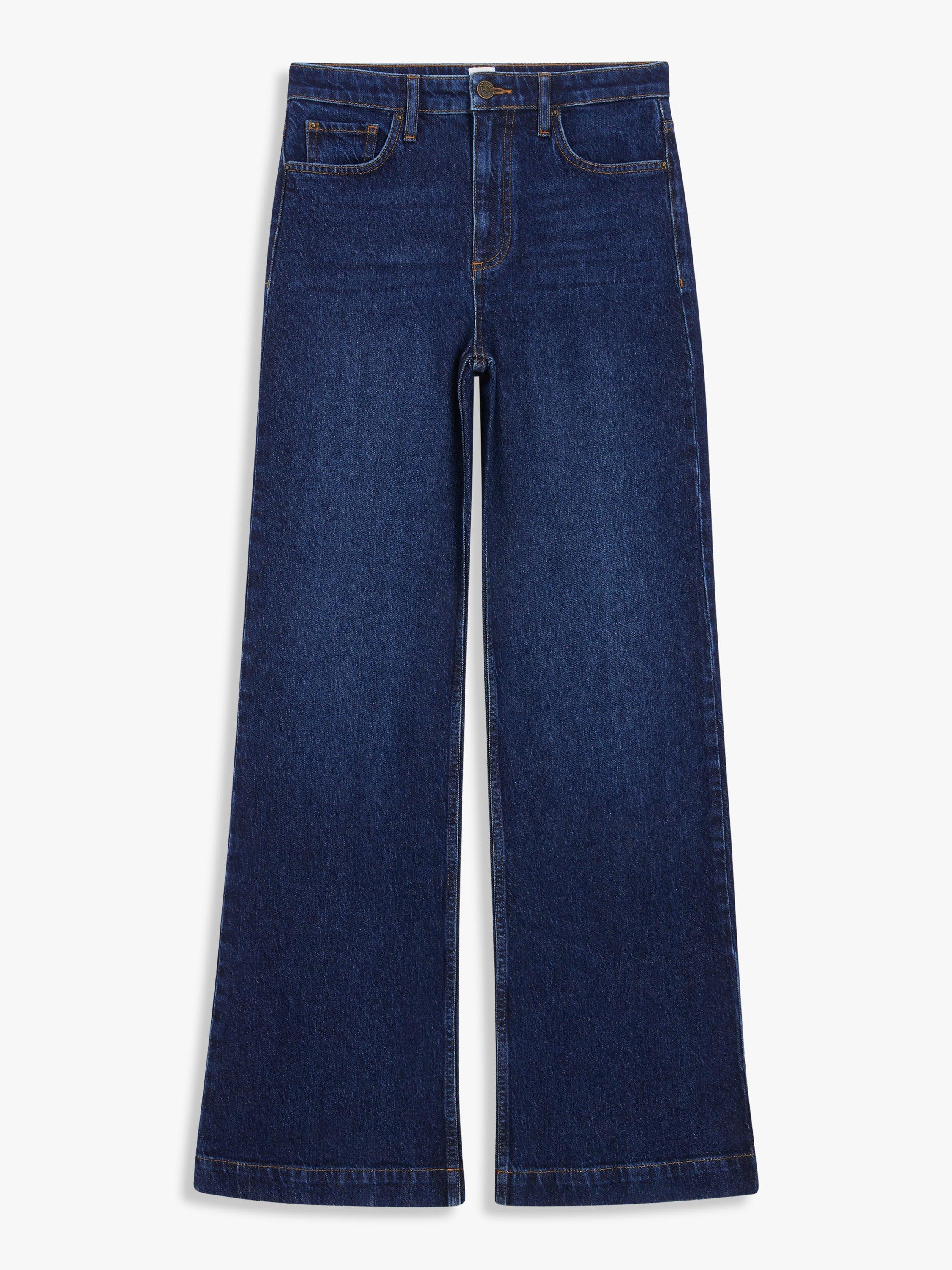 John Lewis High Waist Wide Leg Jeans, Deep Royal, 8