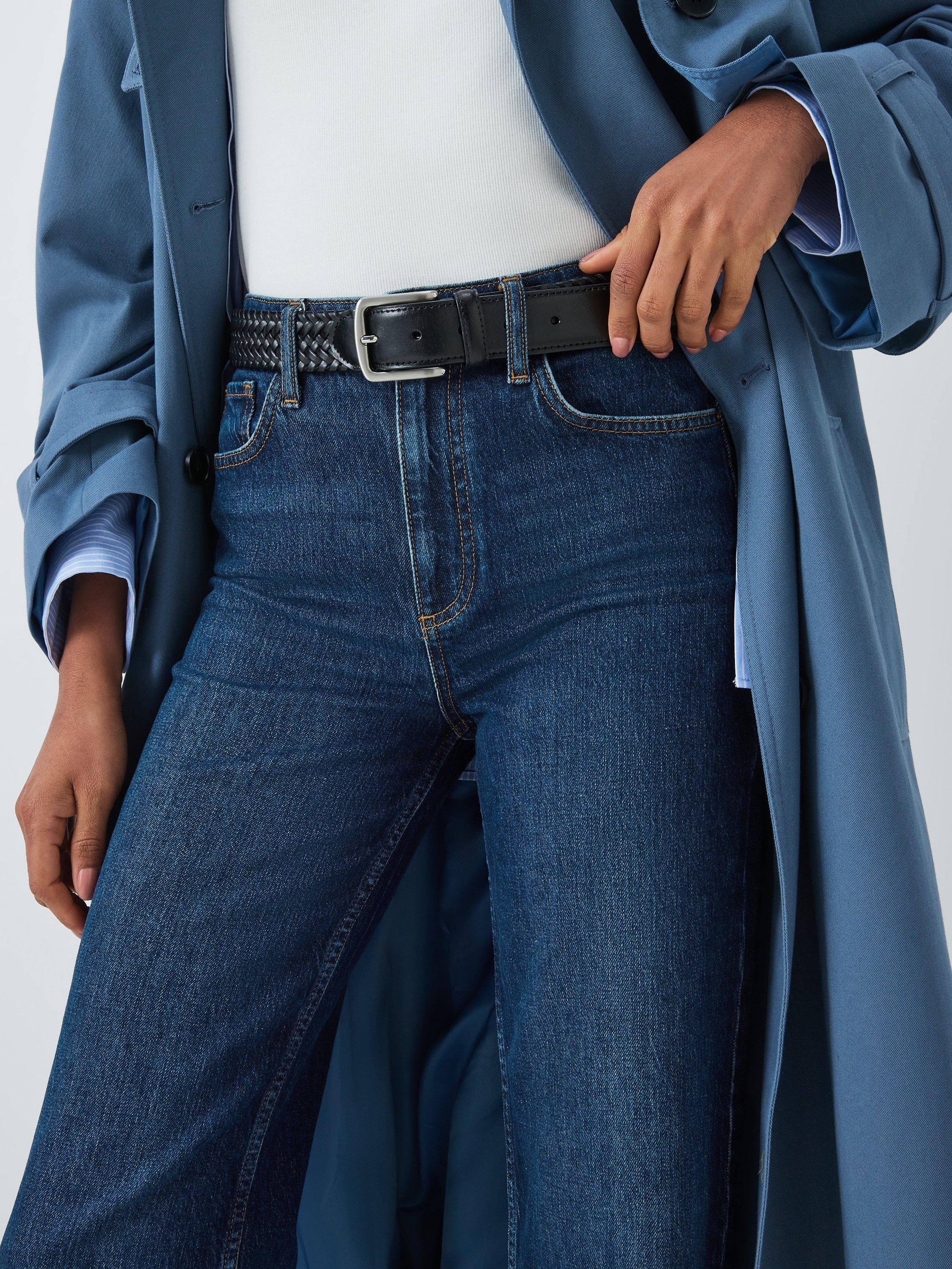 John Lewis High Waist Wide Leg Jeans, Deep Royal, 8