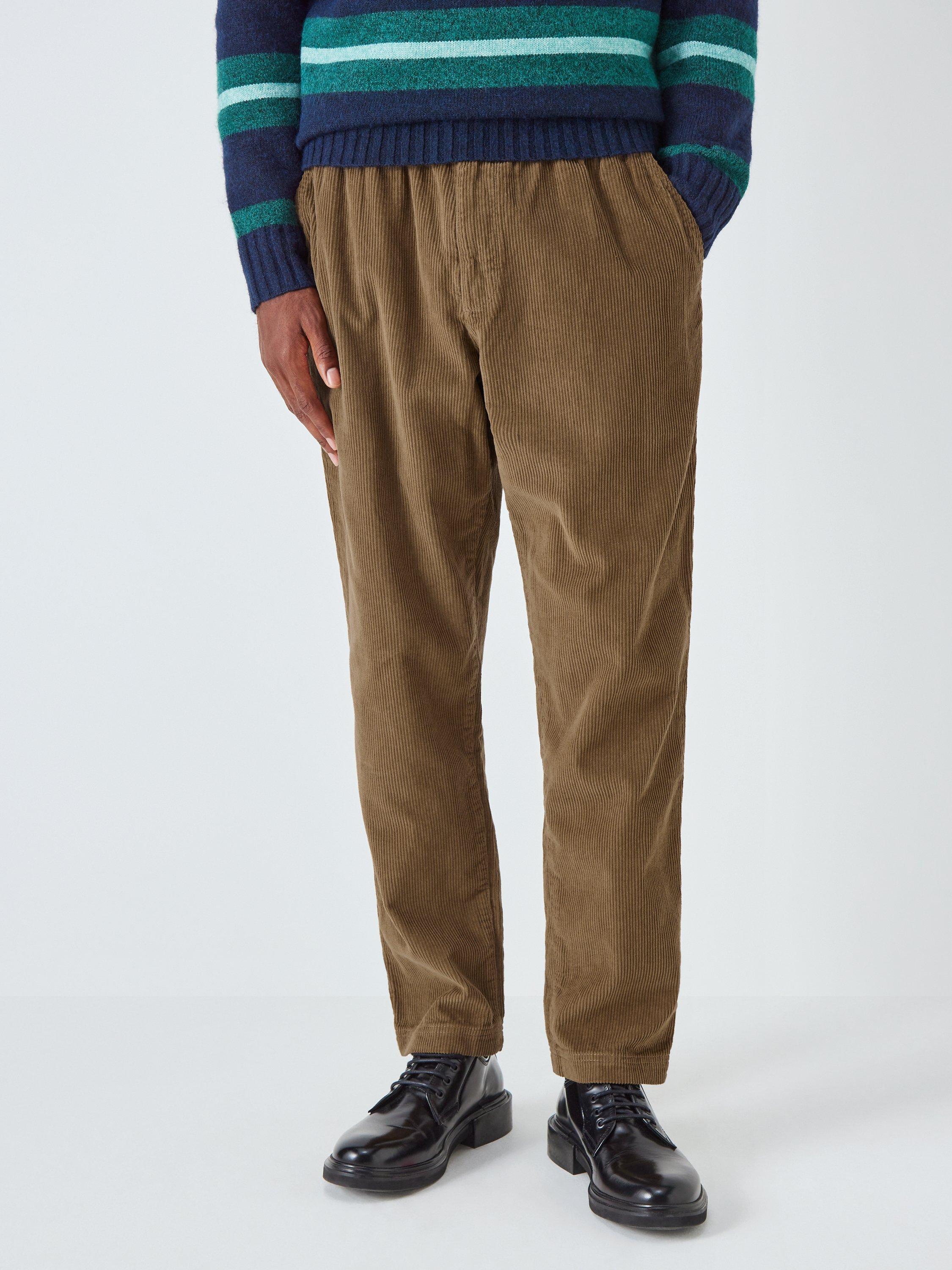John Lewis ANYDAY Relaxed Fit Corduory Ankle Trousers, Chestnut
