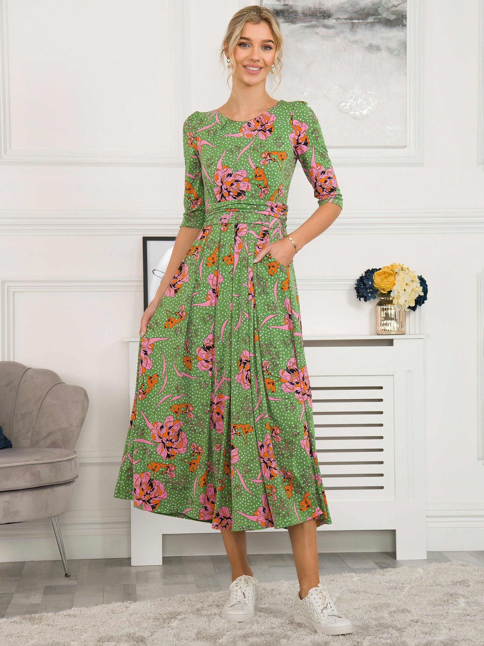 Jolie Moi Kimberley Floral Maxi Dress, Green Floral