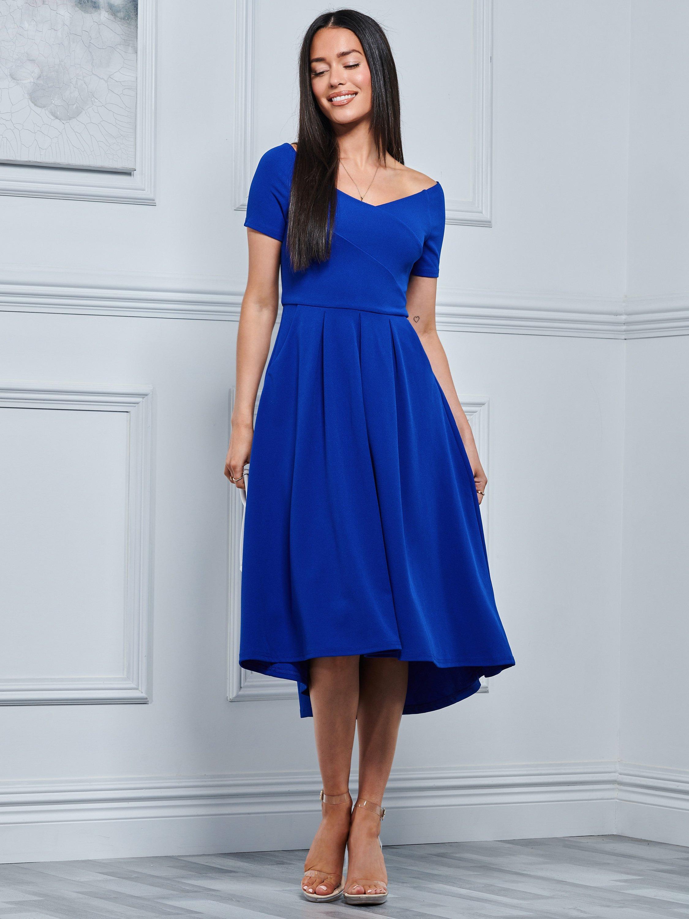 Jolie Moi Lenora Fit and Flare Midi Dress Royal Blue