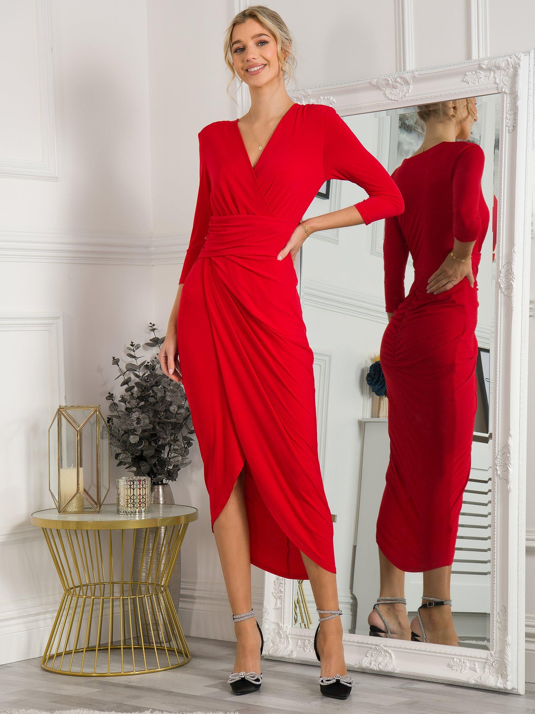 Jolie Moi Parris Jersey Draped Bodycon Dress, Red