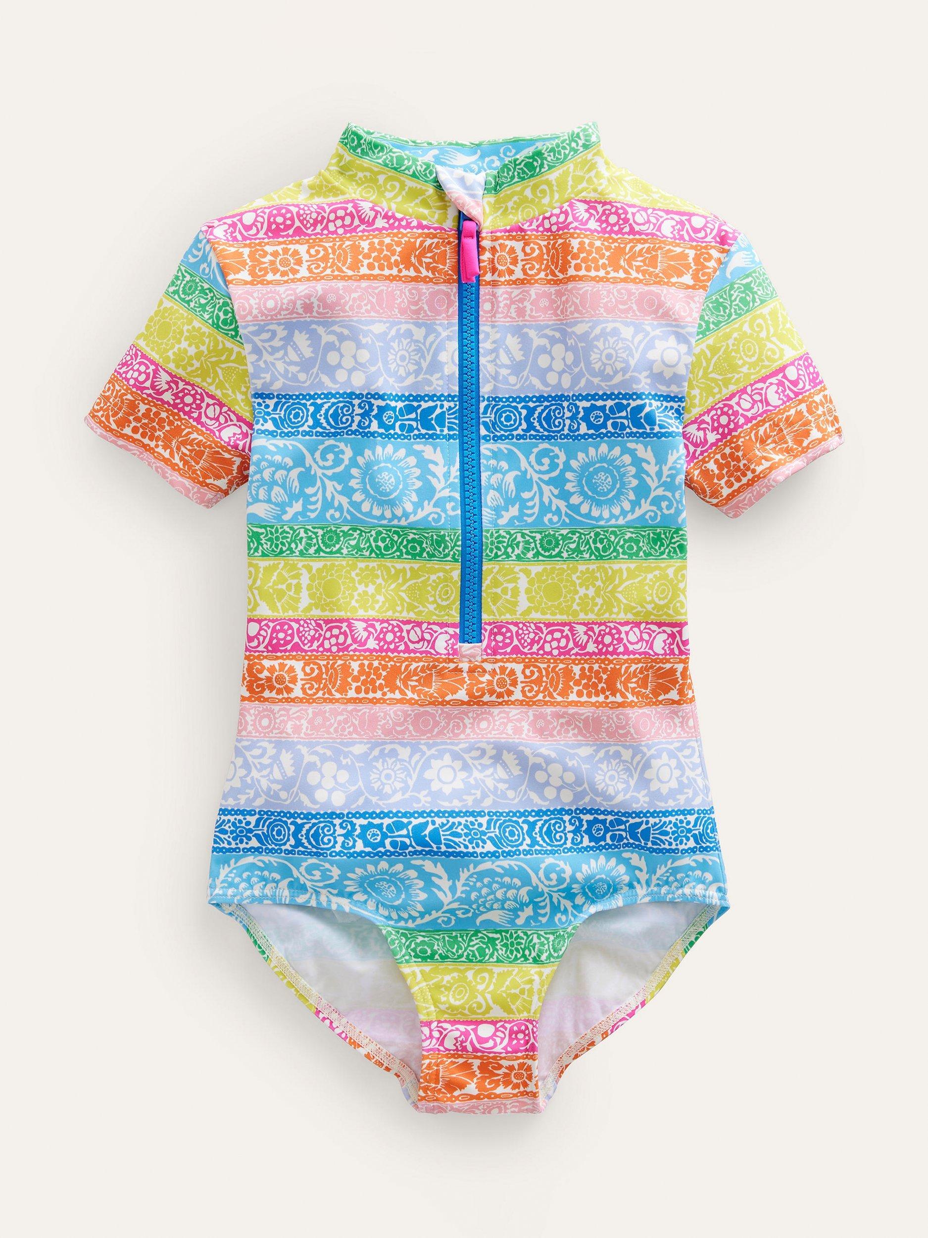 Mini Boden Kids' Short Sleeve Swimsuit, Multi