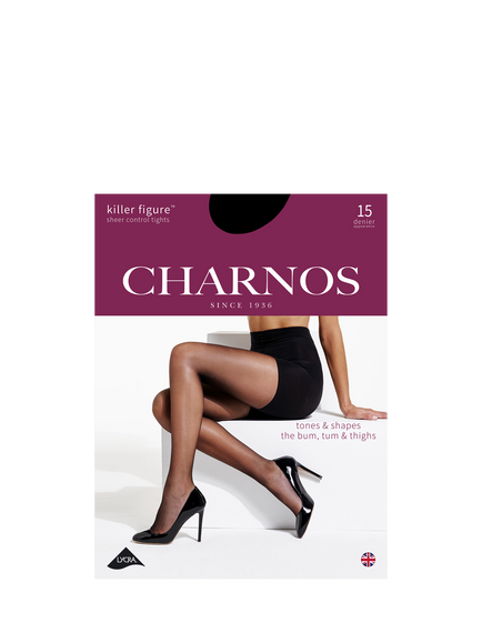 Charnos 15 Denier Killer Figure Sheer Control Tights - view 2, Black