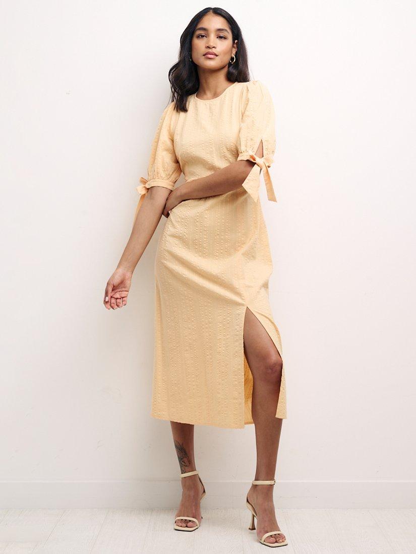 Nobody's Child Esme Plain Seersucker Midi Dress, Orange