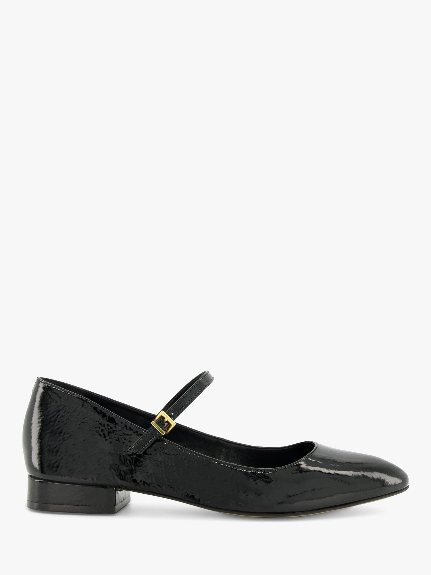 Dune Hipplie Mary Jane Shoes, Black-patent