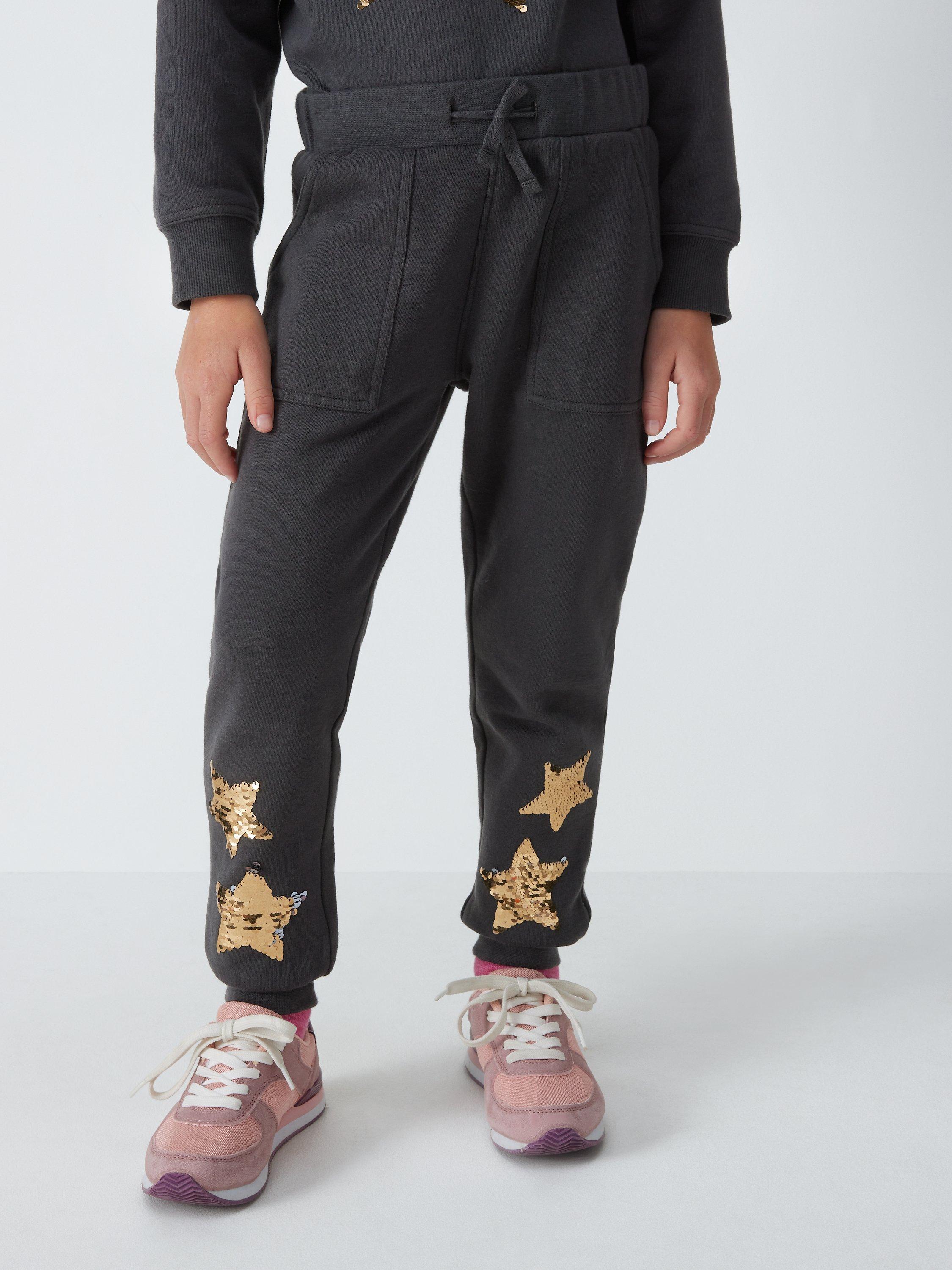 John Lewis Kids' Sequin Stars Joggers, Black