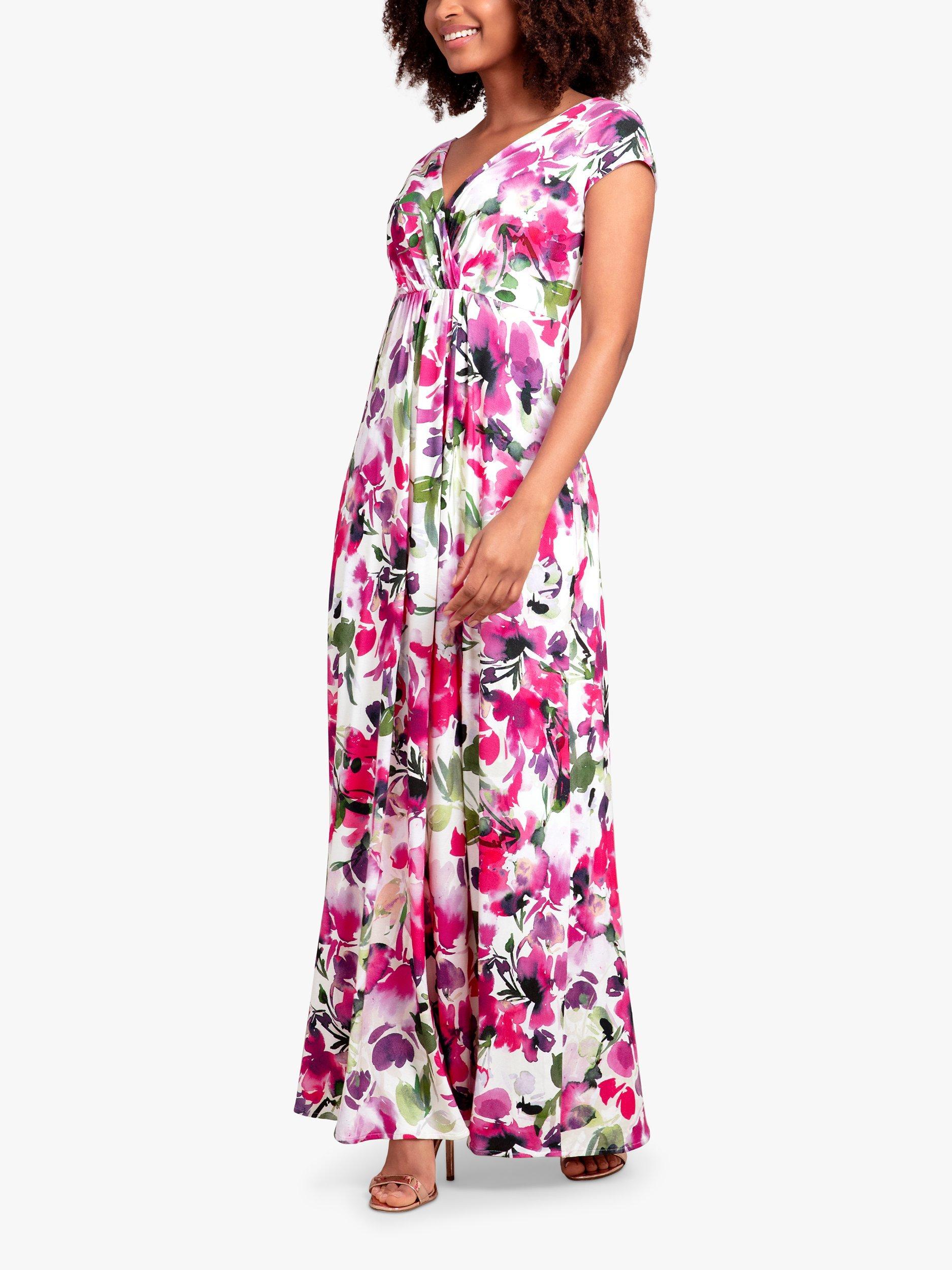 Product image 6 of 7, which shows Alie Street Sophia Floral Maxi Dress, Fuchsia Florals, 12-14