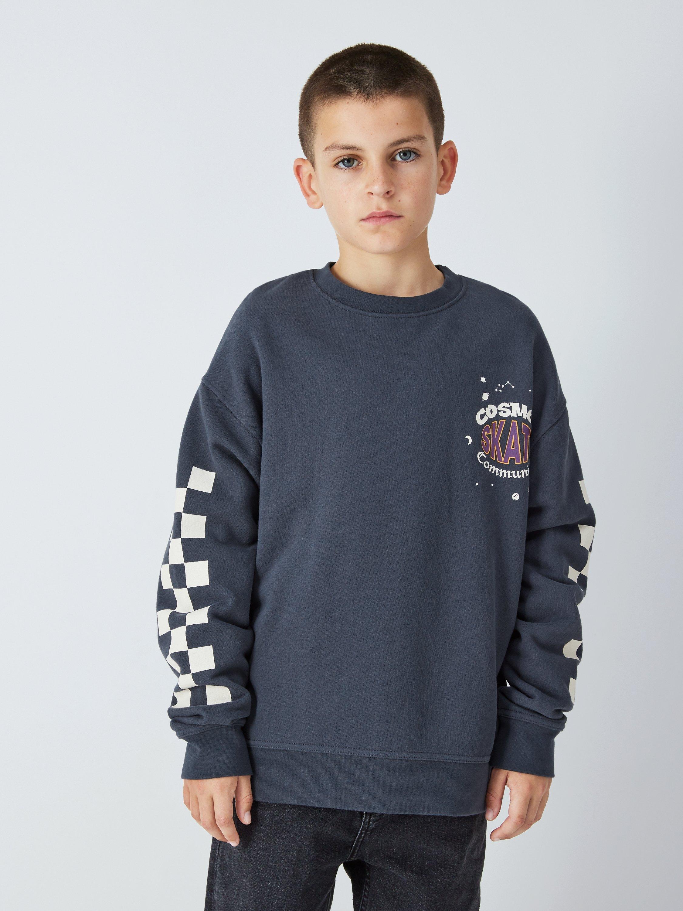John Lewis Kids' Checker Skate Sweatshirt, Grey