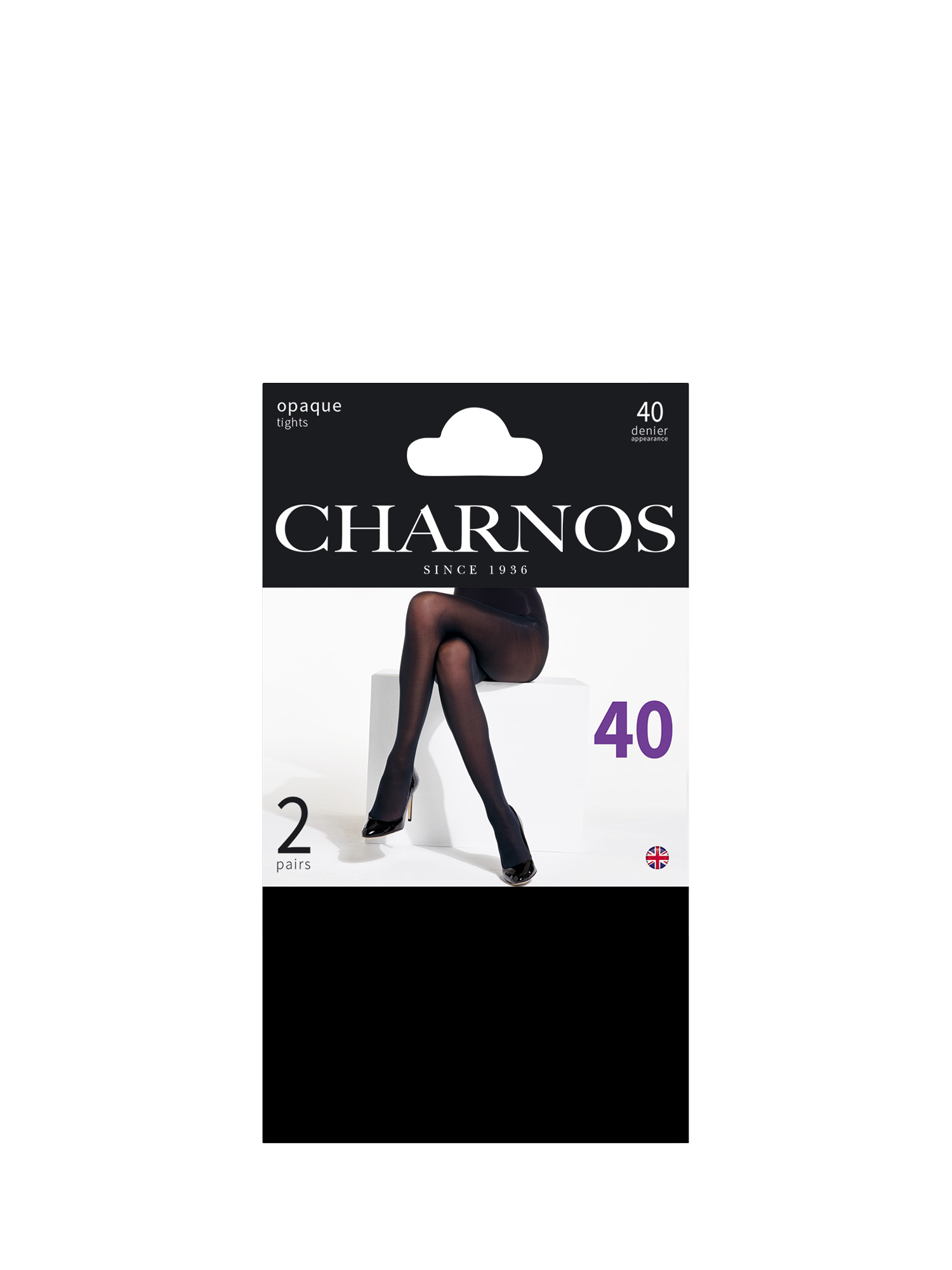 Charnos 40 Denier Sheer Tights Pack of 2 Black