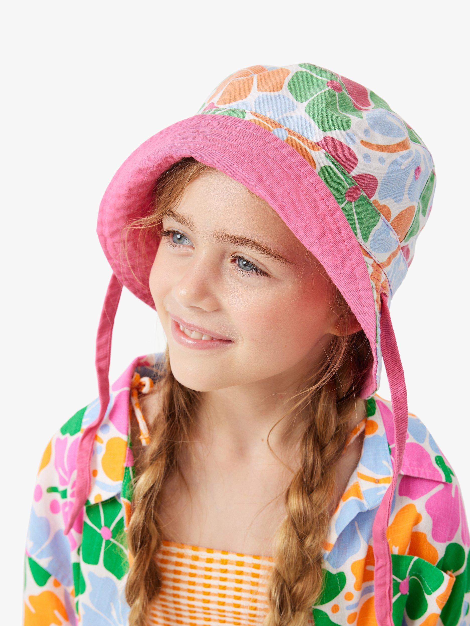 Cotton On Kids' Reversible Floral Tie Up Hat, Pink