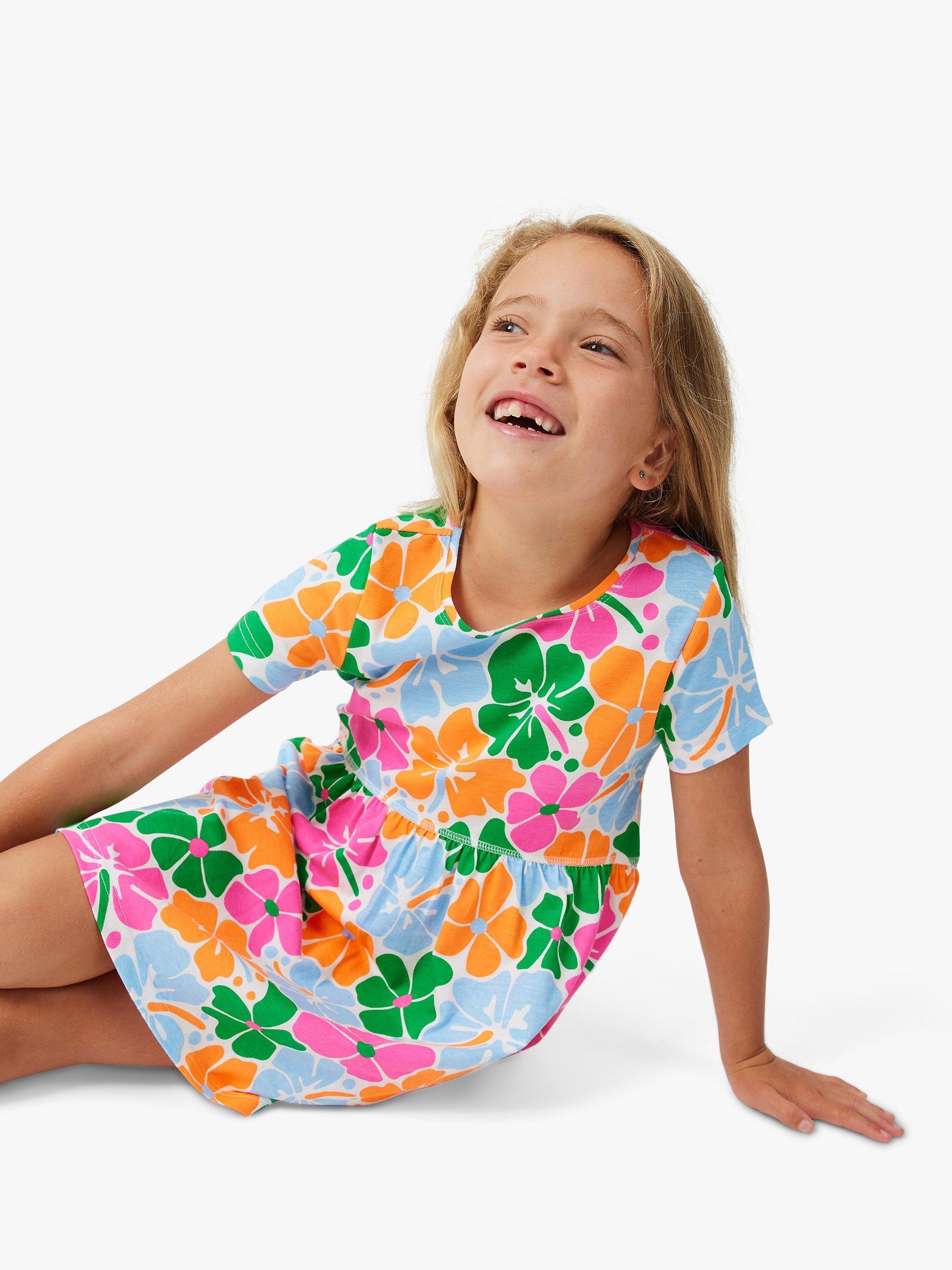Cotton On Kids' Floral Short Sleeve Mini Dress, Multi