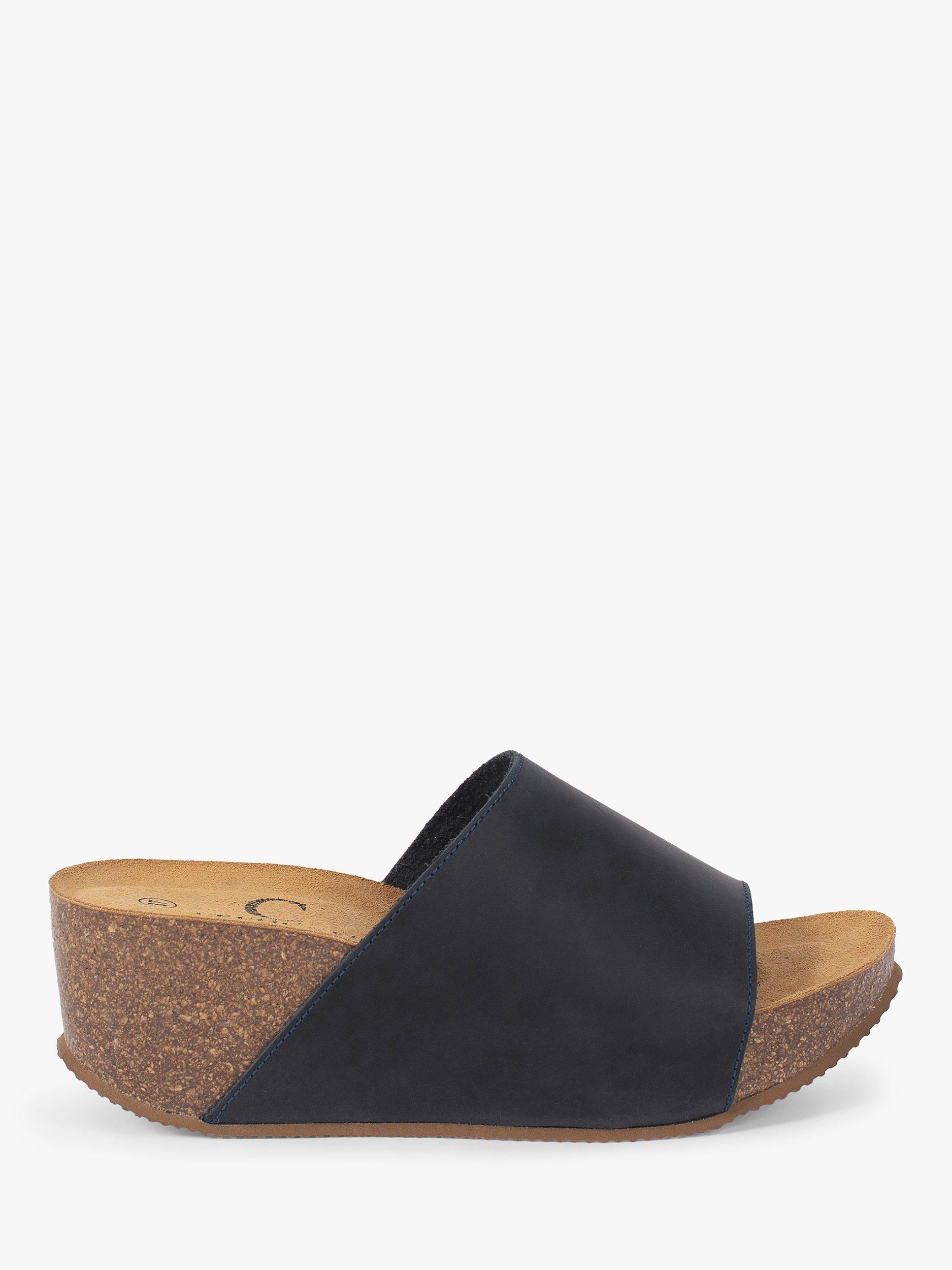Celtic & Co. Minimal Leather Wedge Heel Mules, Navy
