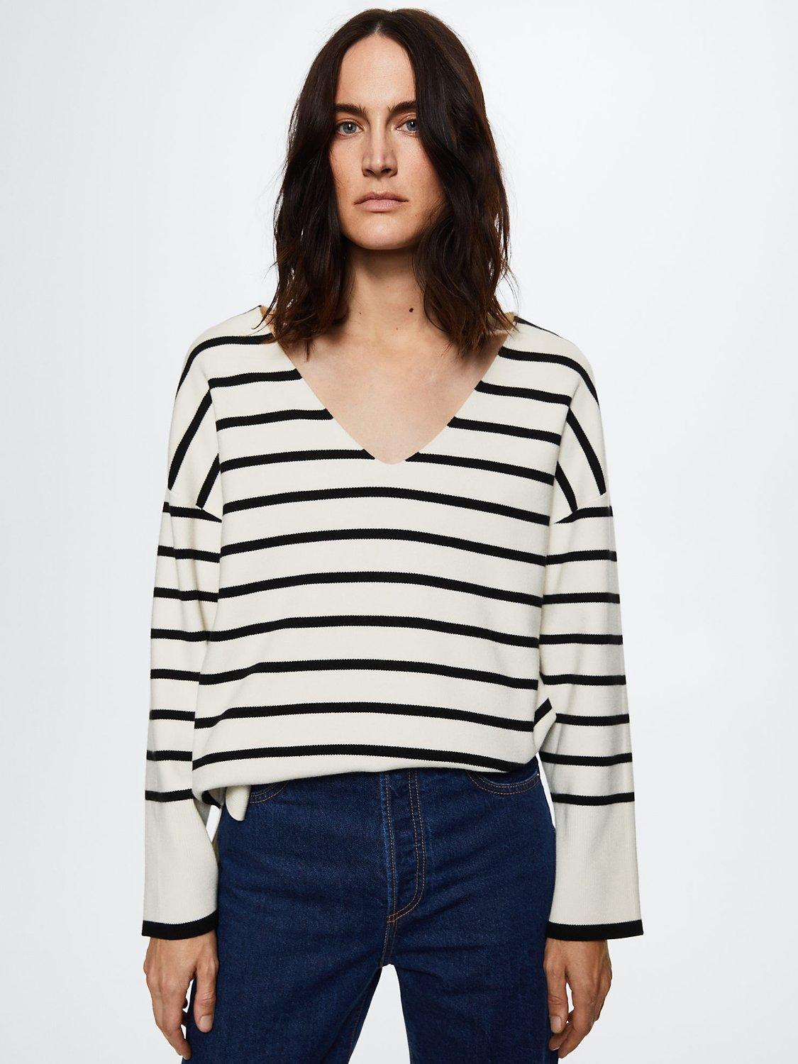 Mango Tortuga Stripe V-Neck Jumper