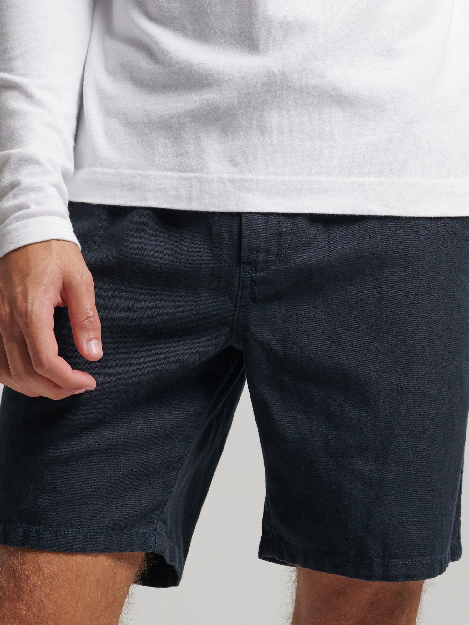 Superdry Linen and Organic Cotton Blend Vintage Overdyed Shorts, Eclipse Navy