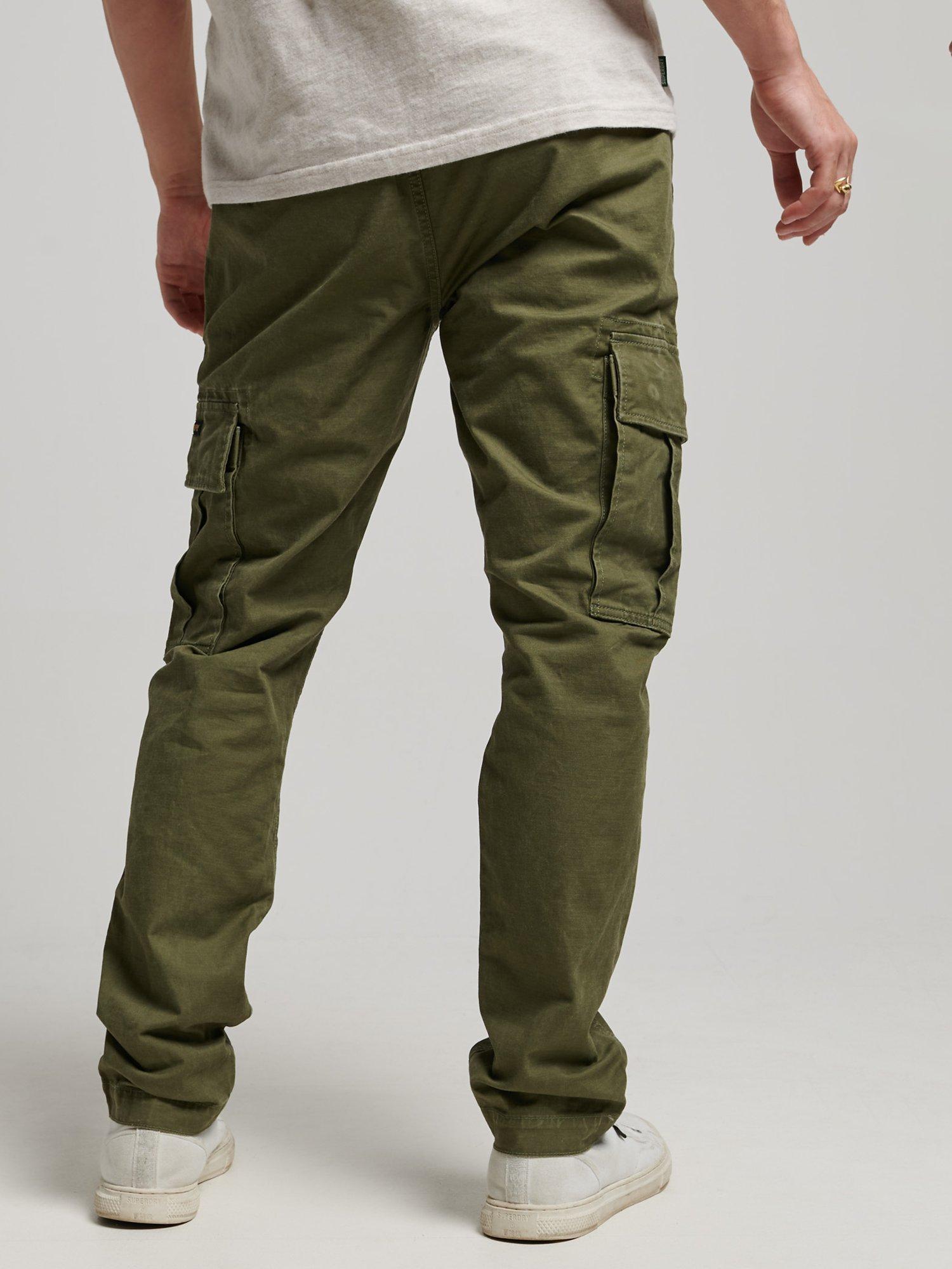 Product image 3 of 6, which shows Superdry Organic Cotton Core Cargo Trousers, Authentic Khaki, W32/L34