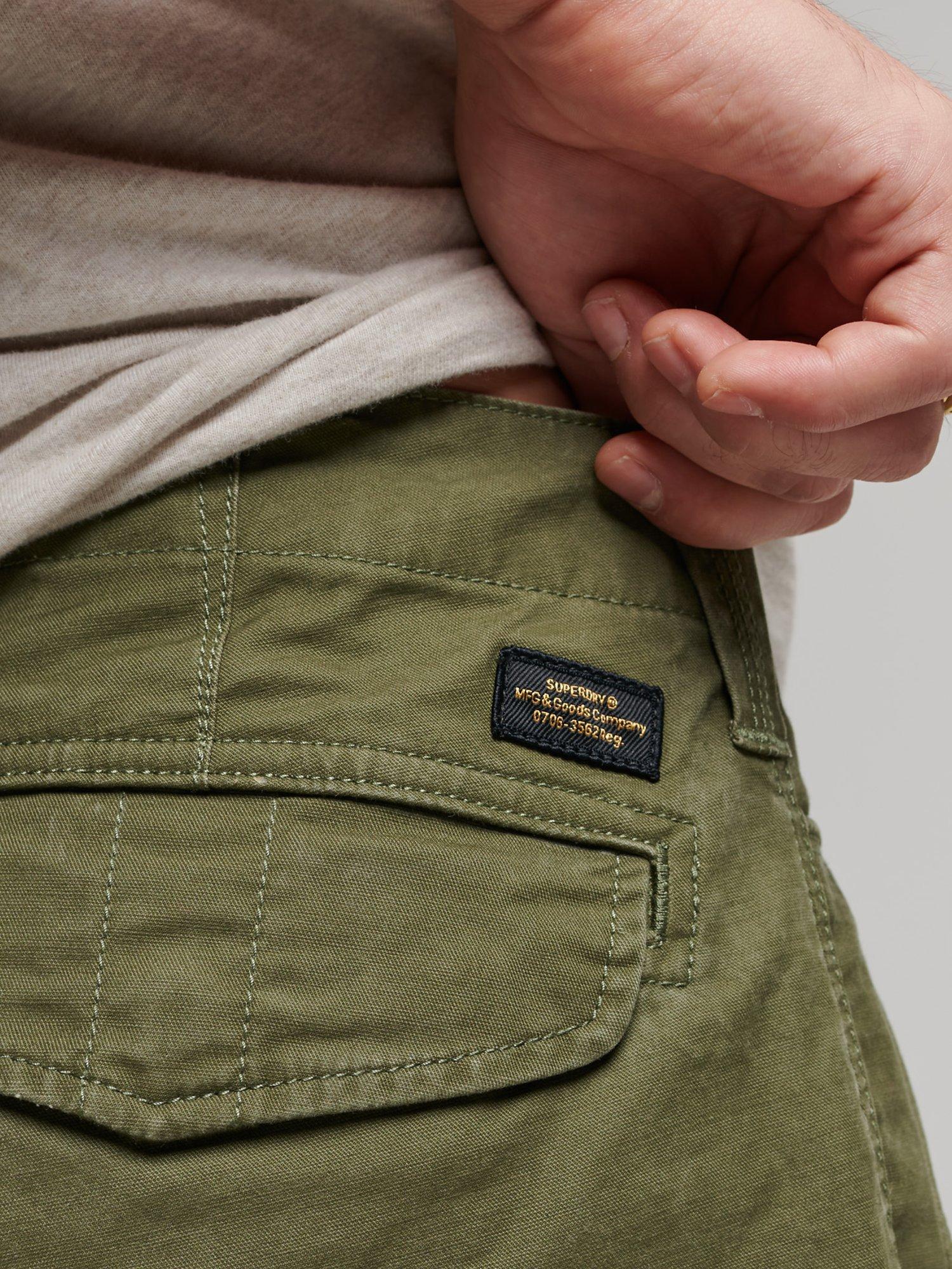 Product image 6 of 6, which shows Superdry Organic Cotton Core Cargo Trousers, Authentic Khaki, W32/L34