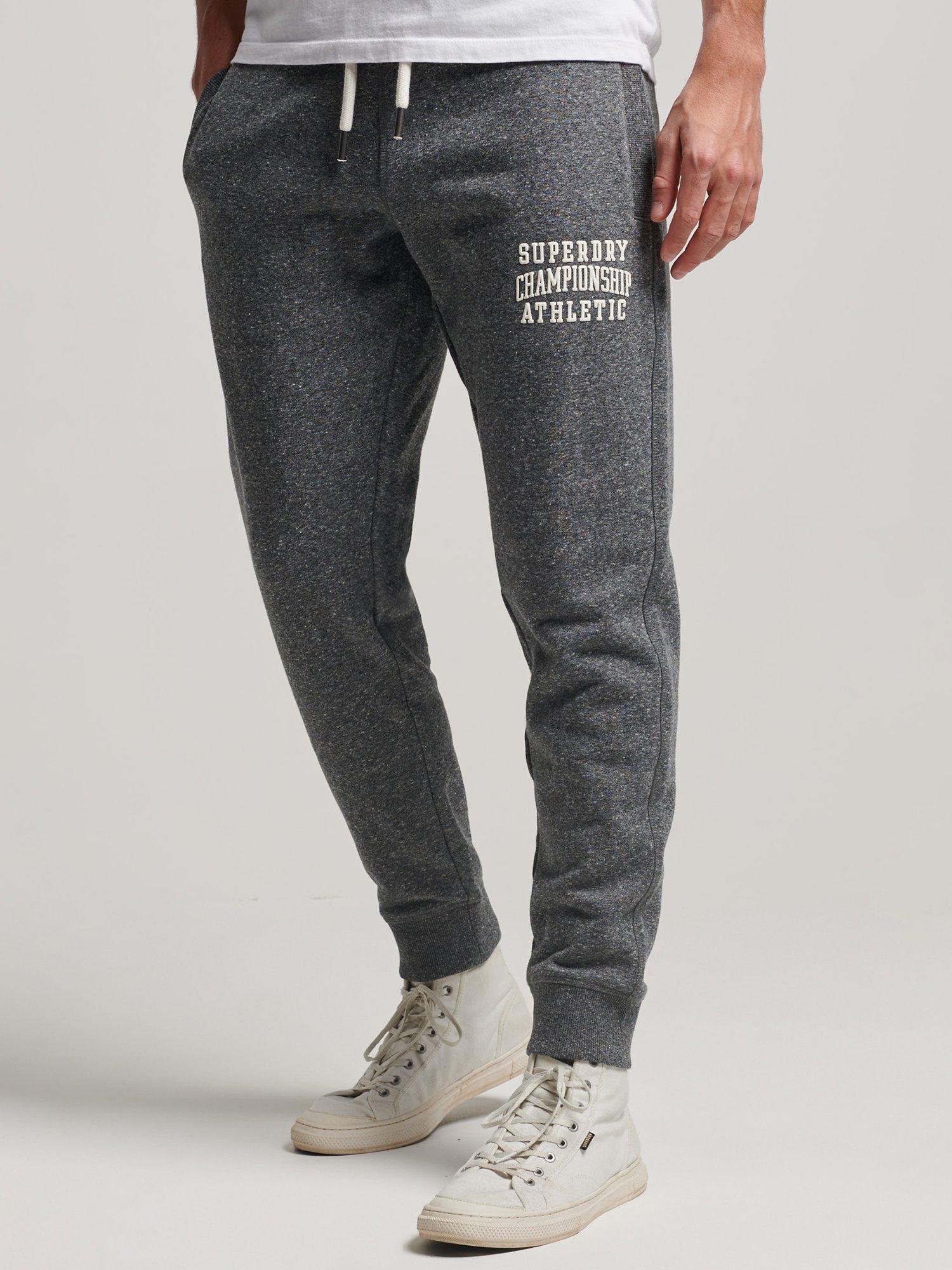 Superdry Vintage Gym Athletic Joggers, Dark Charcoal Jaspe