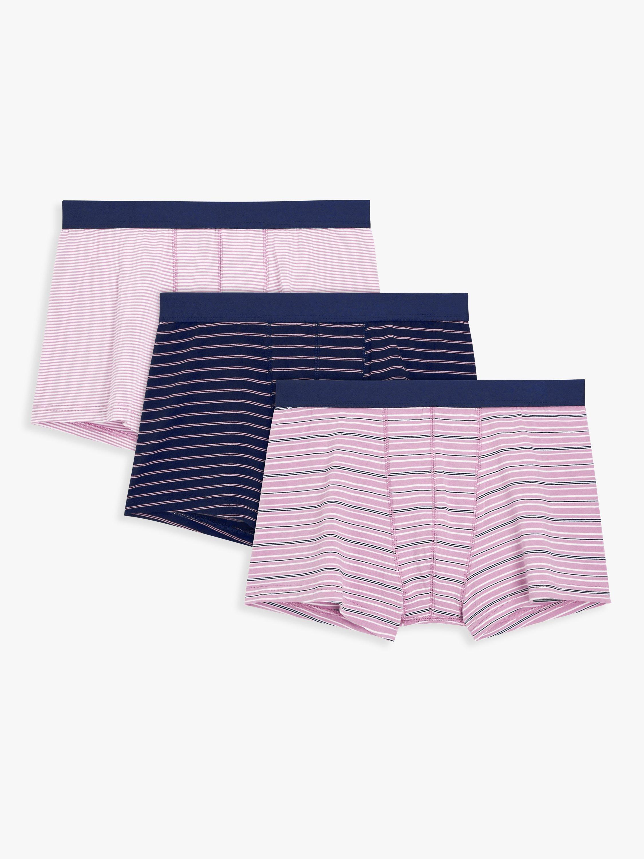 John Lewis Organic Cotton Trunks, Pack of 3, Pink Stripe