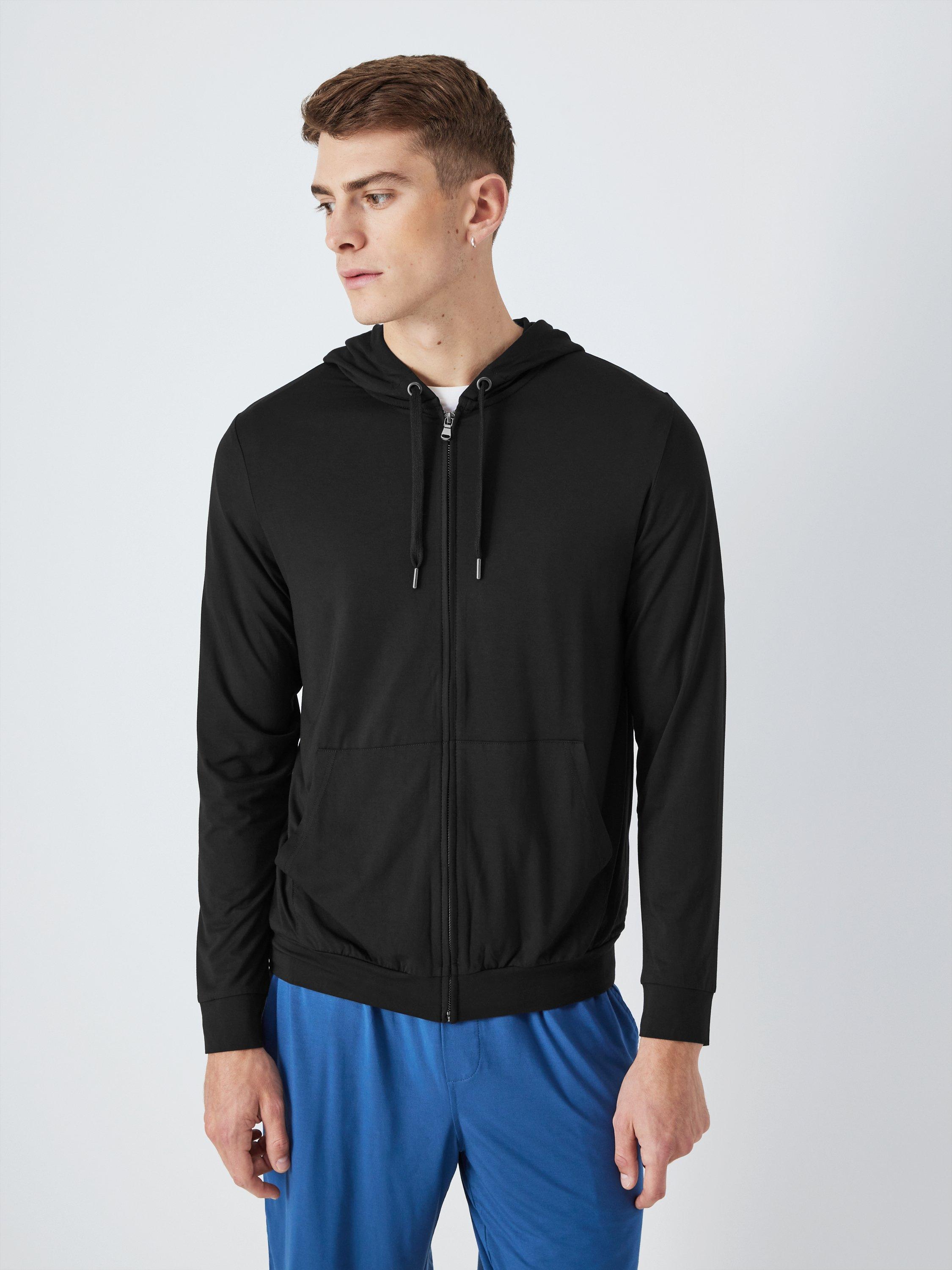 John Lewis Ultra Soft Modal Zip Through Lounge Hoodie Black