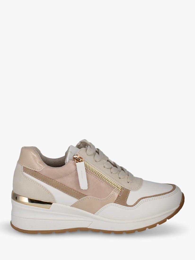 Westland by Josef Seibel Ella 01 Zip Detail Chunky Wedge Trainers Beige