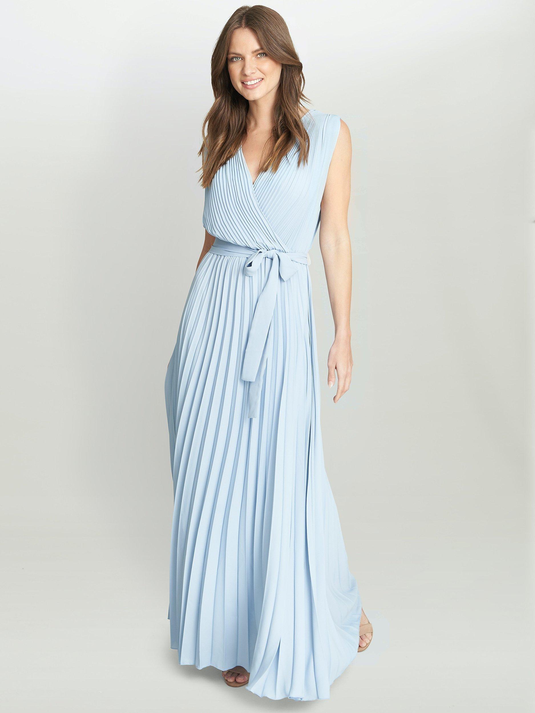 Gina Bacconi Chelsey Pleated Chiffon Maxi Dress
