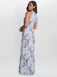 Gina Bacconi Esty Floral Beaded Halterneck Maxi Dress, Blue/Multi