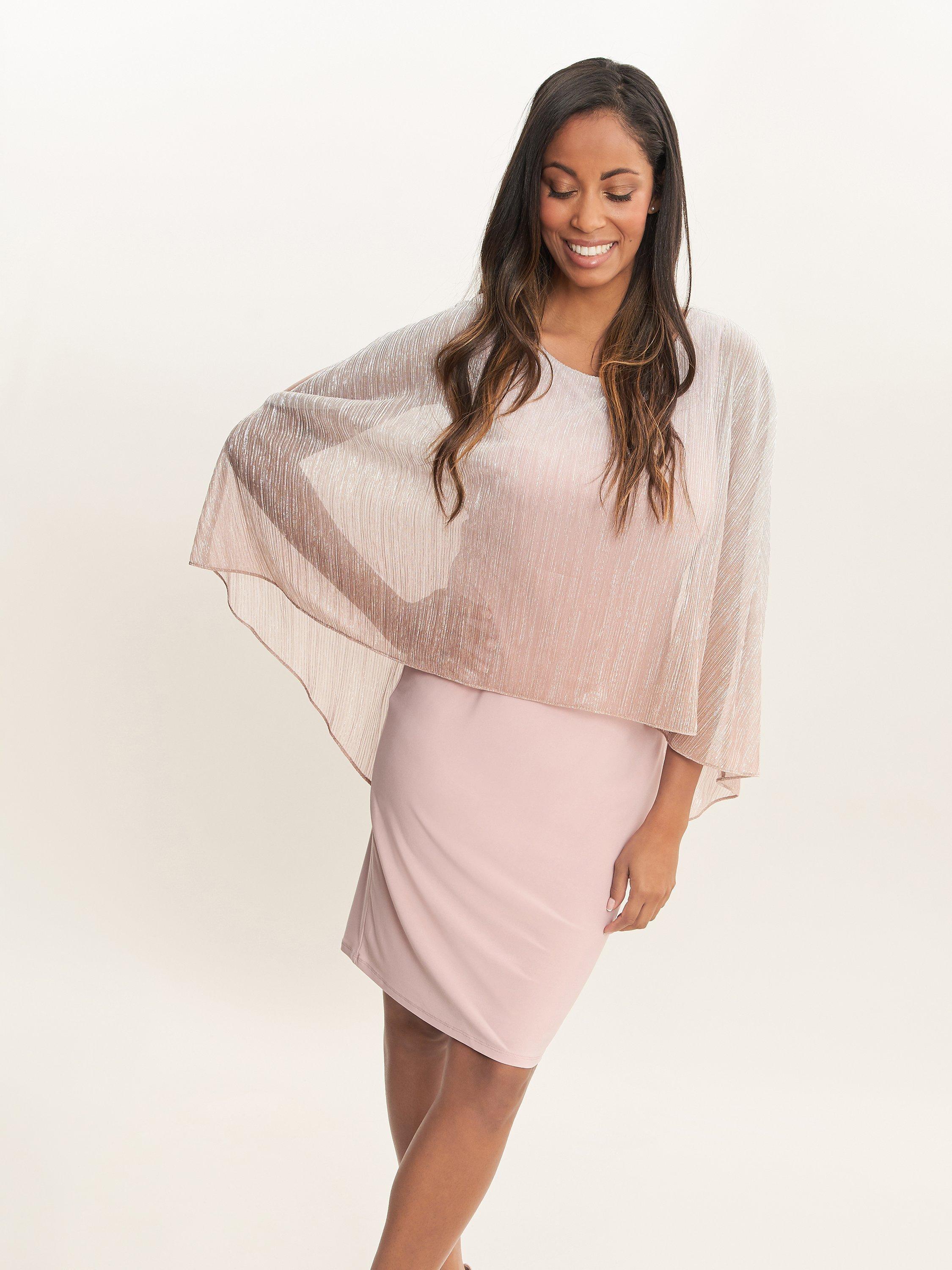 Product image 1 of 5, which shows Gina Bacconi Shyla Foil Dress, Rose Pink, 16