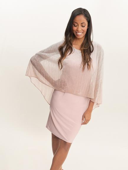 Gina Bacconi Shyla Foil Dress, Black/Silver, Rose Pink