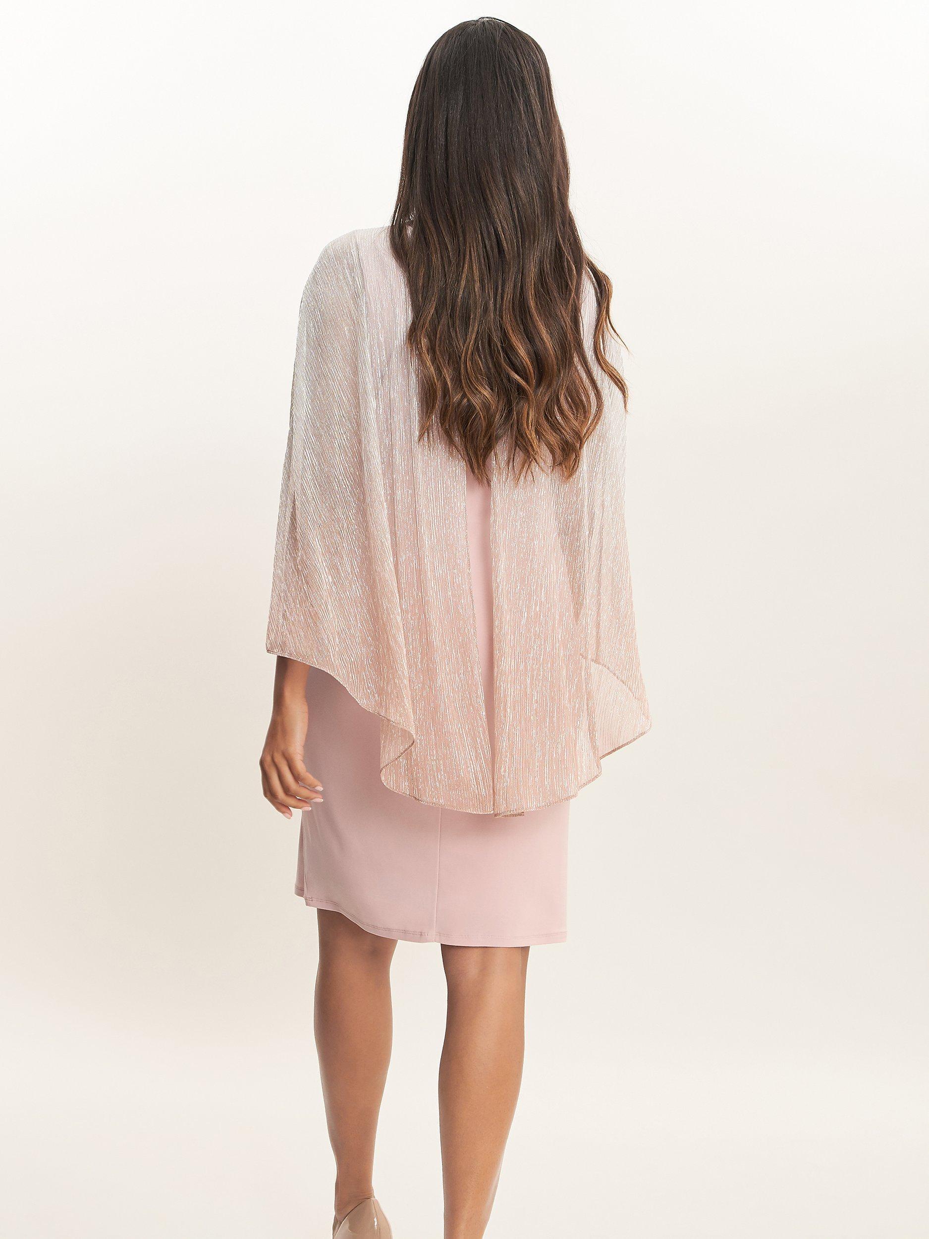 Product image 2 of 5, which shows Gina Bacconi Shyla Foil Dress, Rose Pink, 16