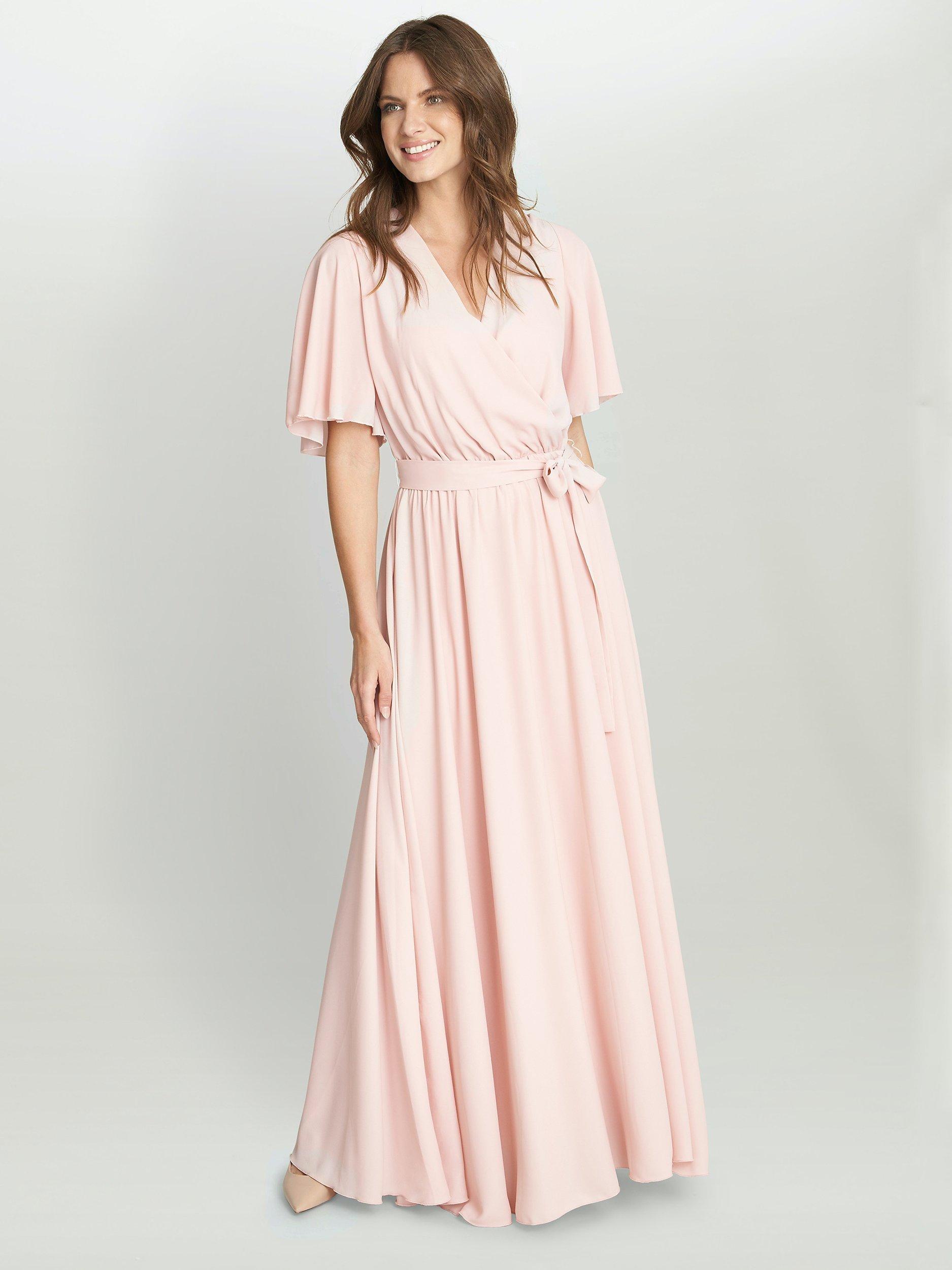 Gina Bacconi Crissy Chiffon Wrap Maxi Dress, Blush