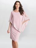 Gina Bacconi Lucy Metallic Trim Cape Dress, Rose Pink