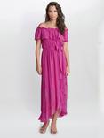 Gina Bacconi Paisley Frill Bardot Maxi Dress, Azalea