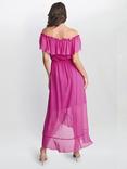 Gina Bacconi Paisley Frill Bardot Maxi Dress, Azalea