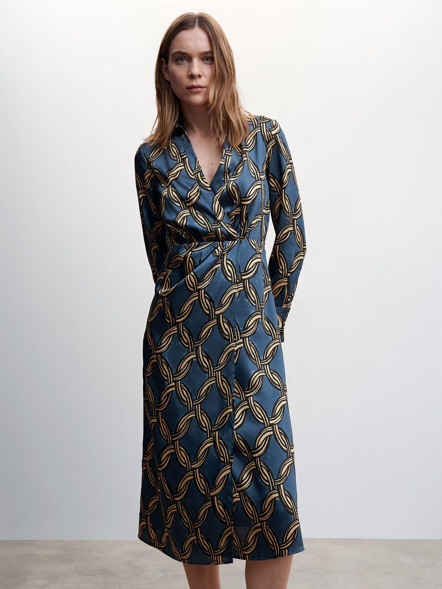 Mango Katea Midi Dress, Blue