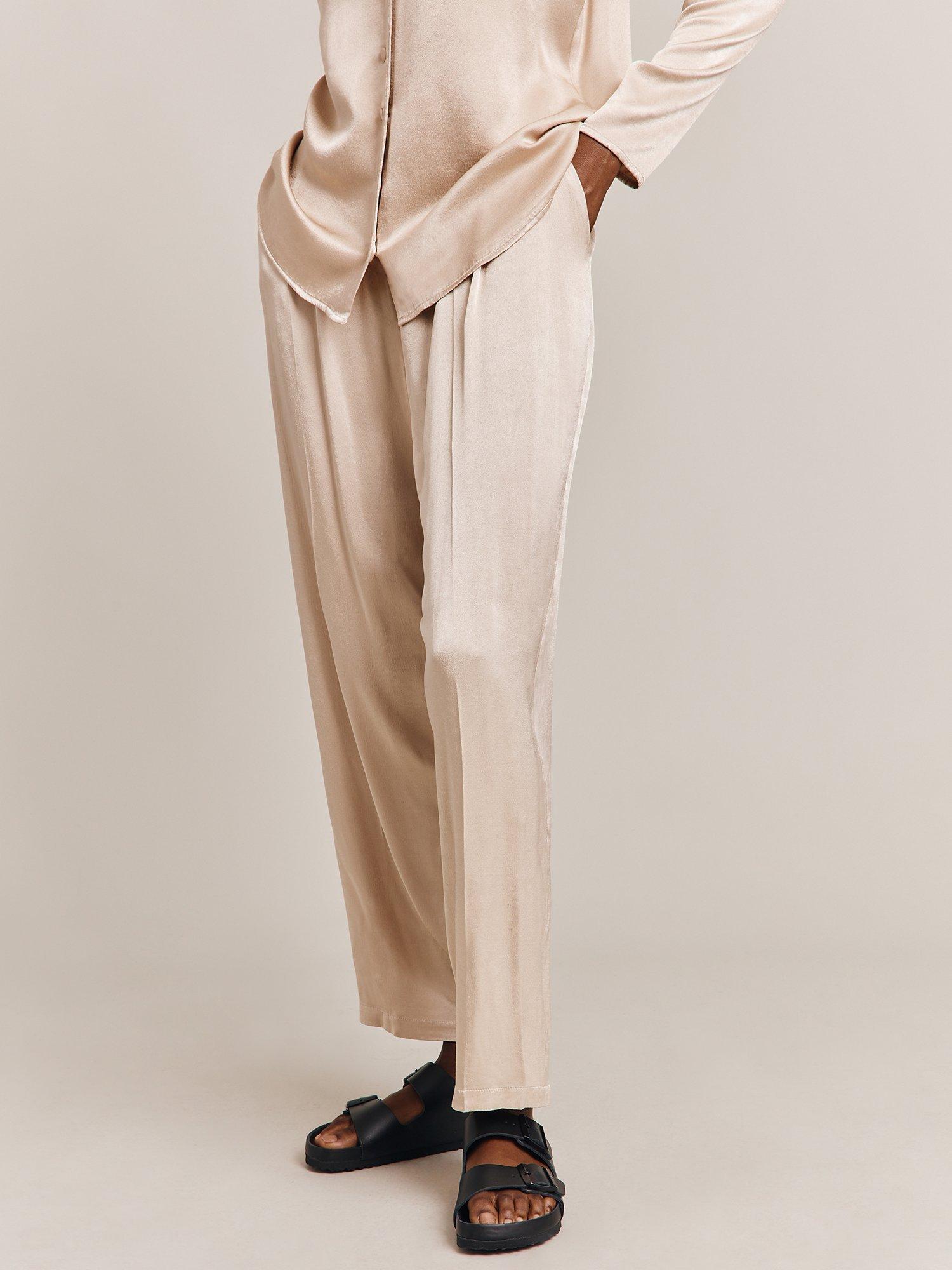 Ghost Ella Satin Trousers, Stone