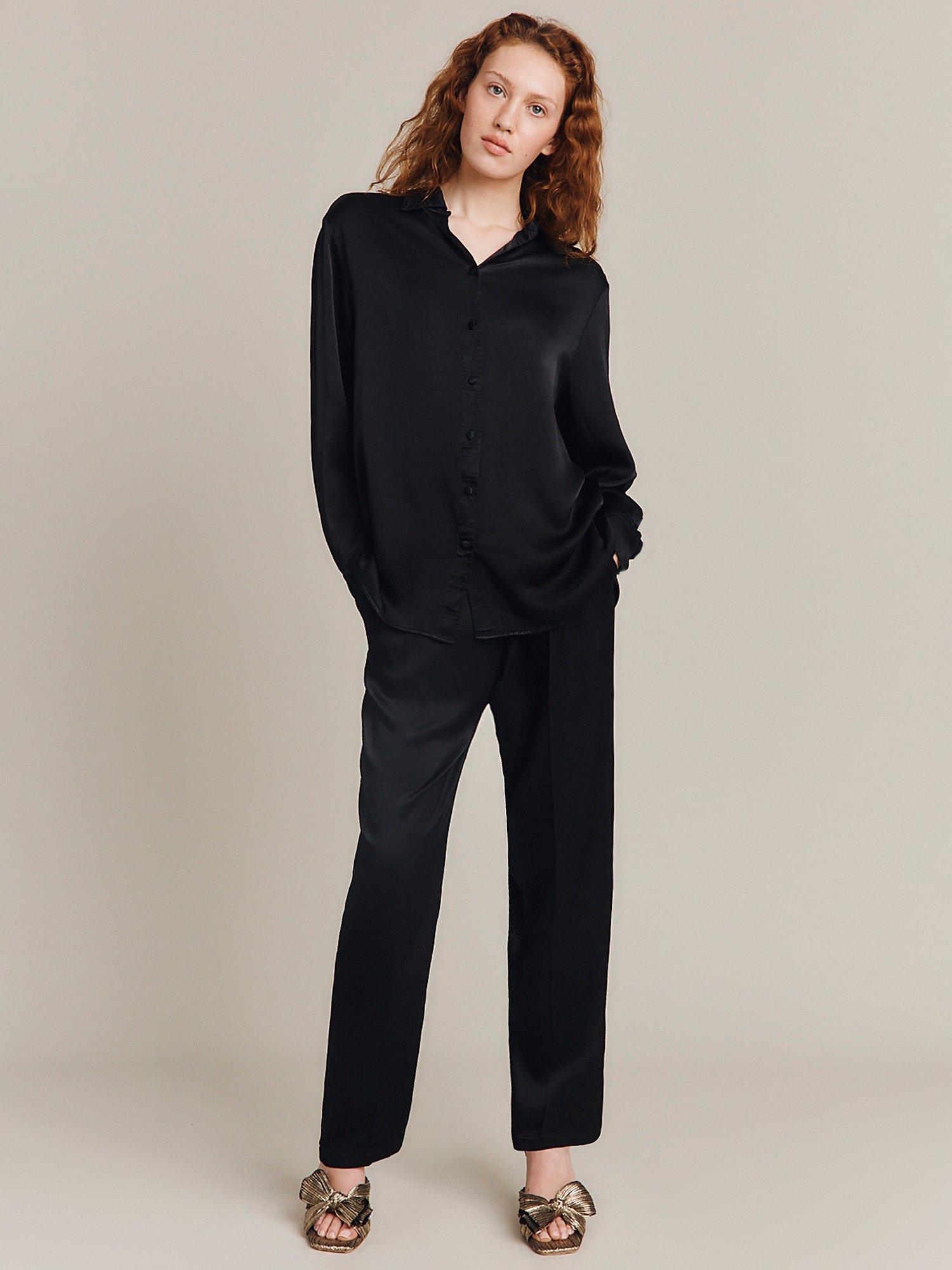Ghost Ella Satin Trousers, Black