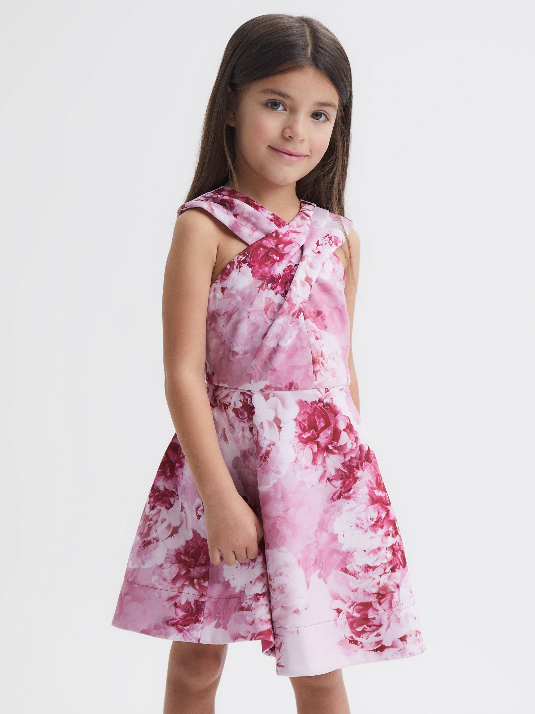 Reiss Kids' Clara Floral Party Dress, Pink