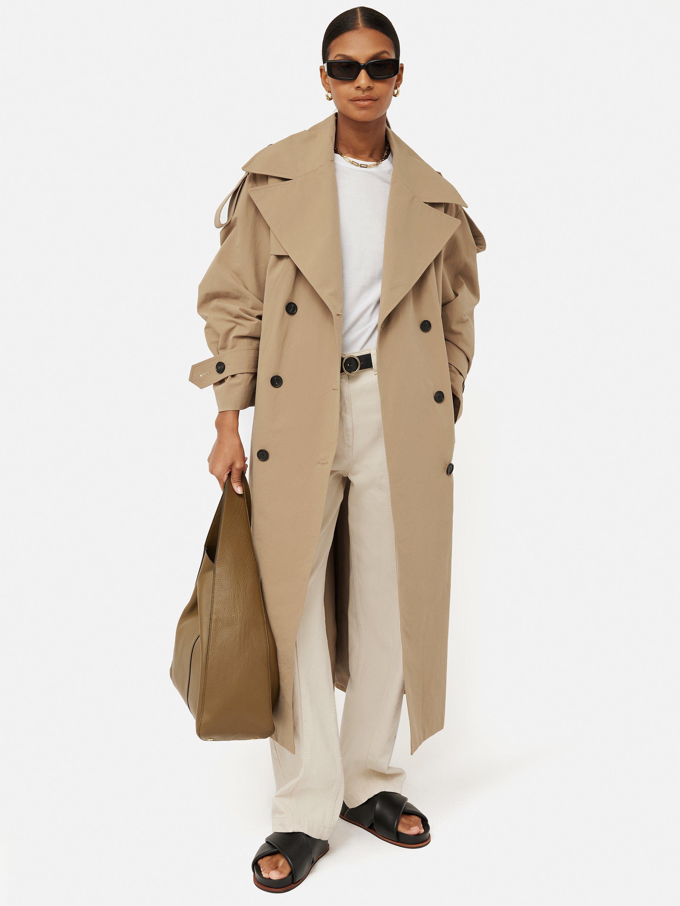 Jigsaw Oversized Cotton Trench Coat Stone