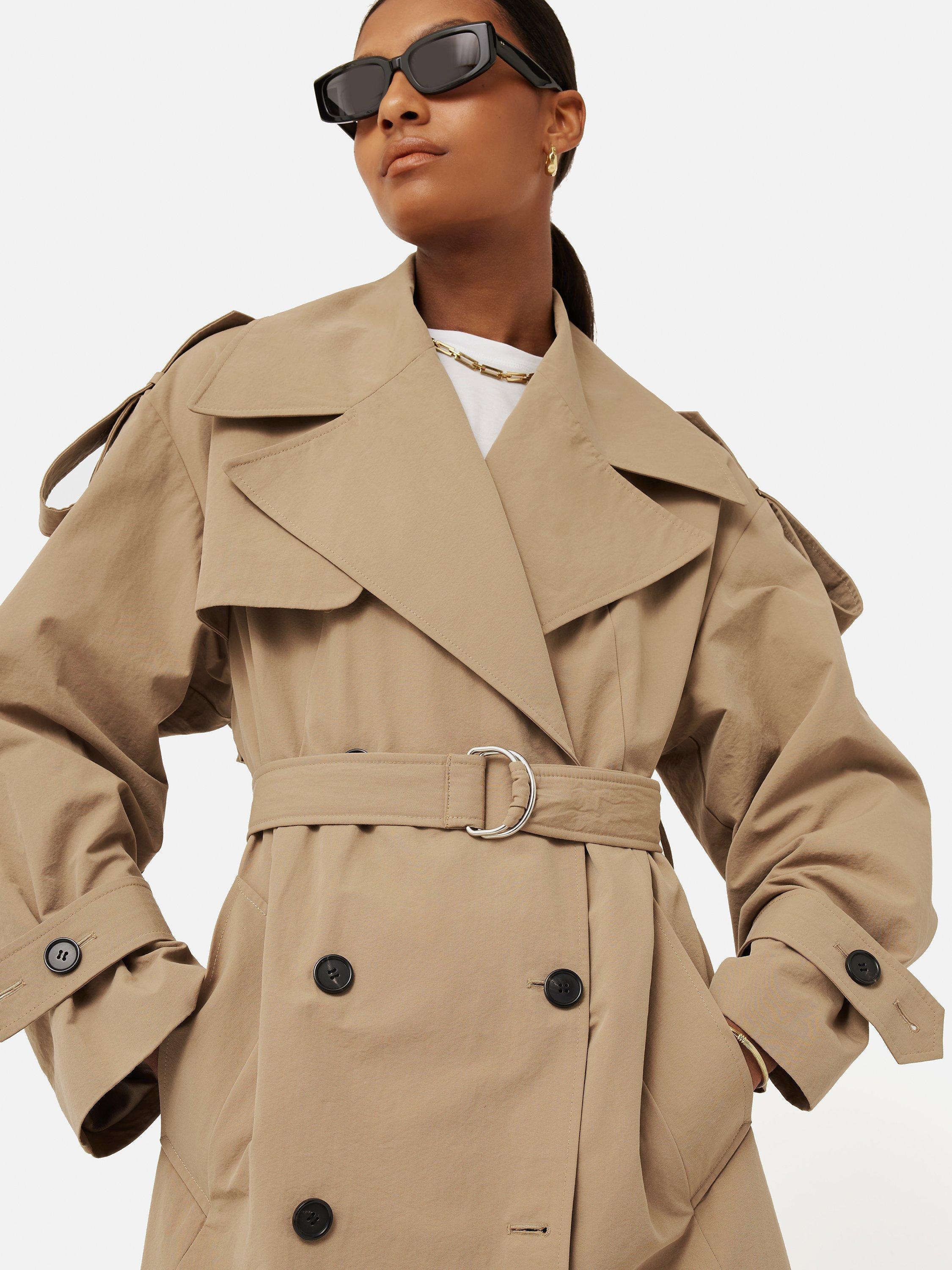 Jigsaw Oversized Cotton Trench Coat, Stone