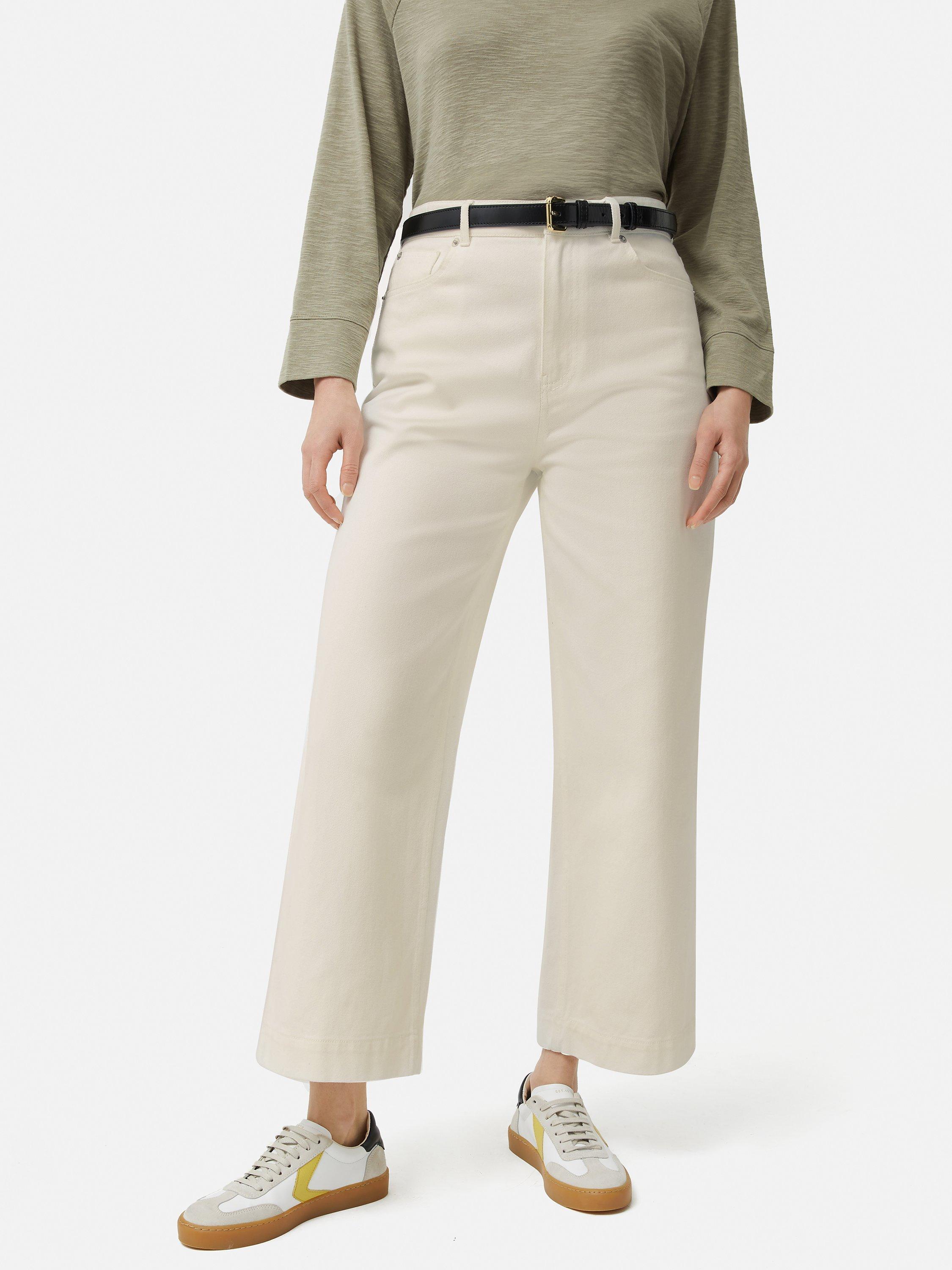 Jigsaw Tyne Wide Leg Cropped Jeans, Ecru