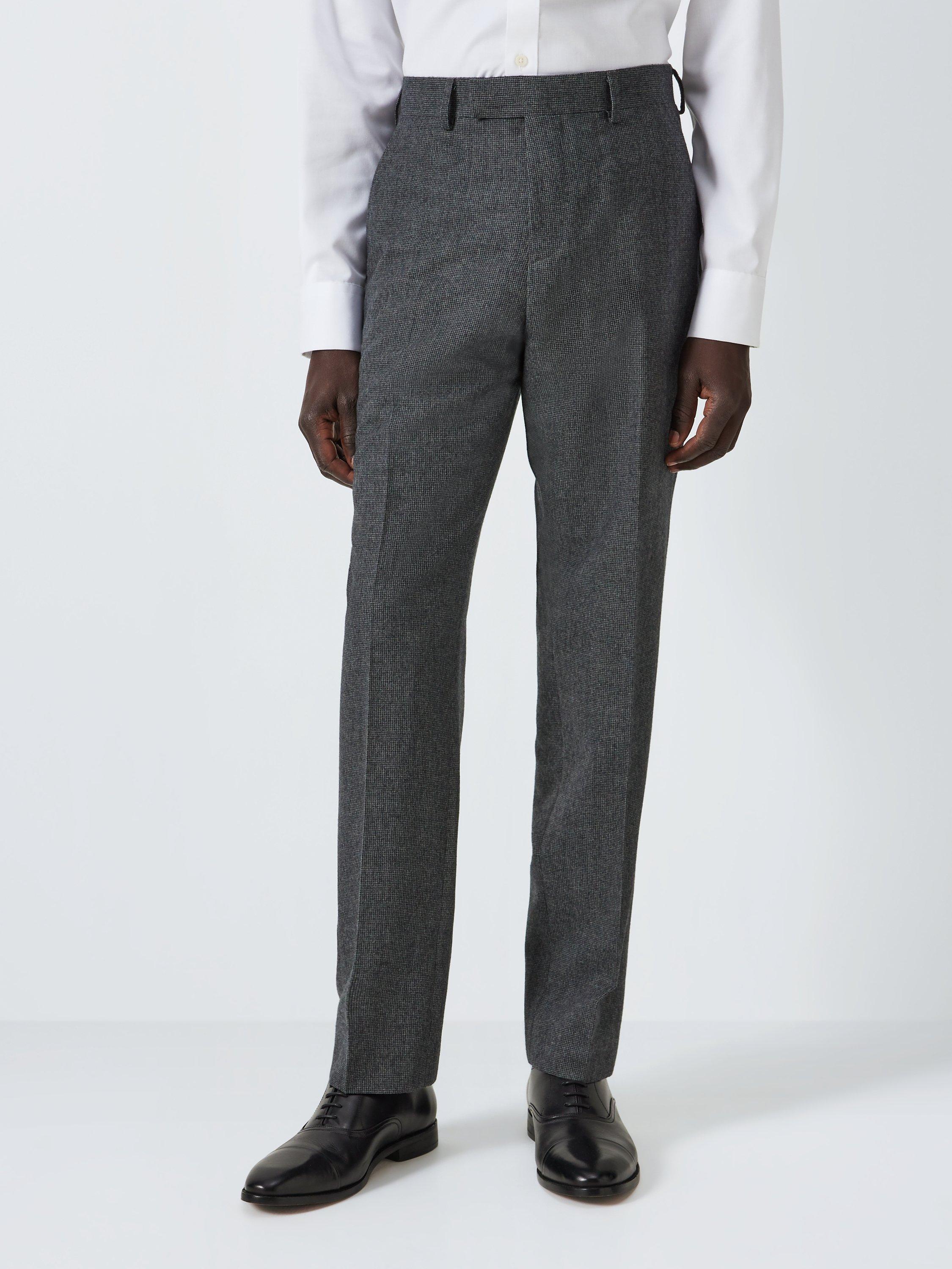 John Lewis Super 100s Wool Puppytooth Regular Fit Suit Trousers, Charcoal