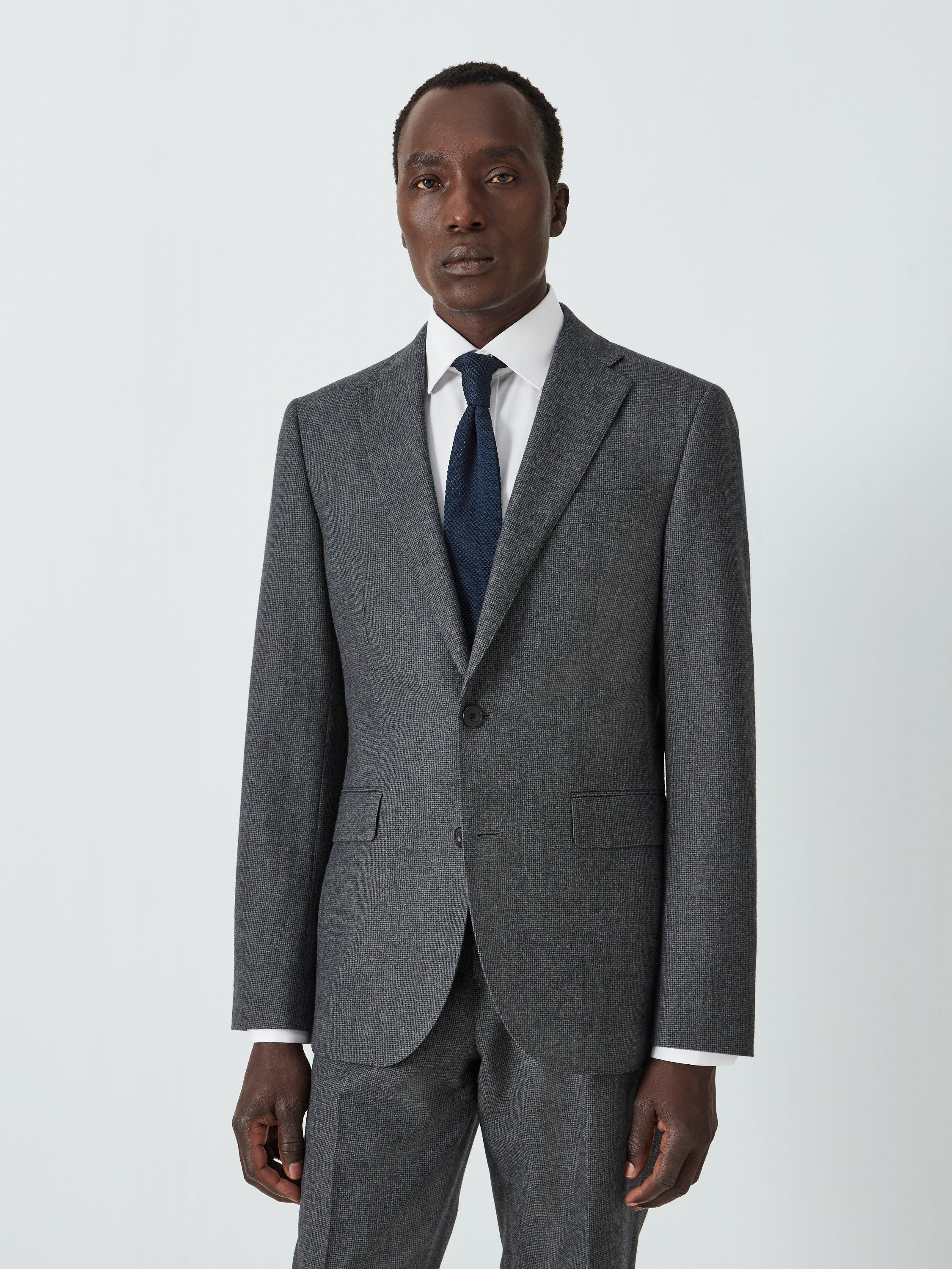 John Lewis Super 100s Wool Puppytooth Regular Fit Suit Jacket, Charcoal