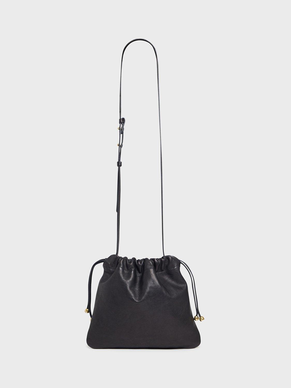 Gerard Darel Alice Suede Drawstring Cross Body Bag, Black, One Size