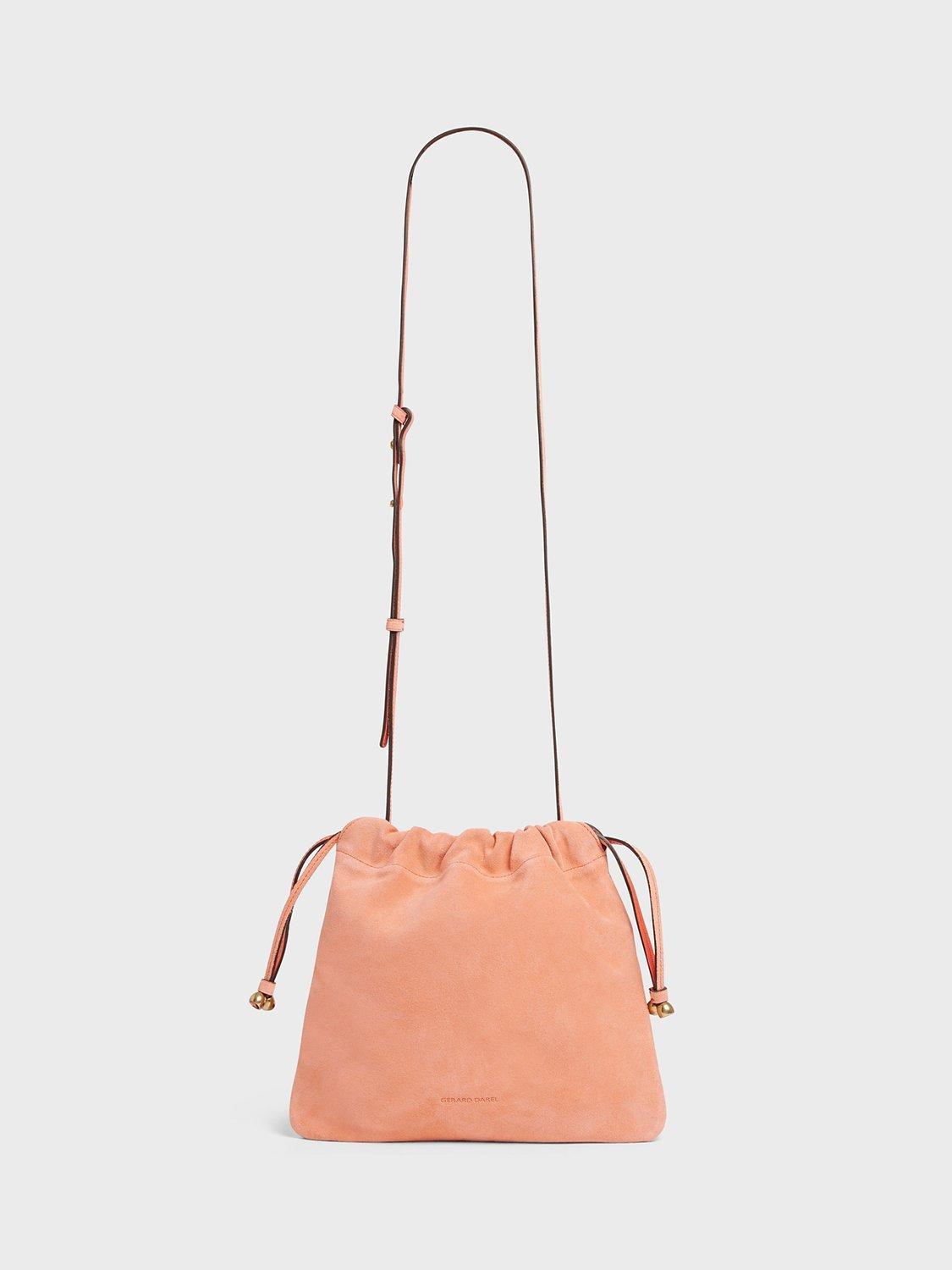 Gerard Darel Alice Suede Drawstring Cross Body Bag, Pink, One Size