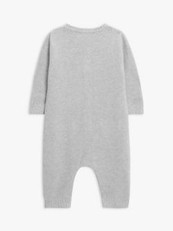 John Lewis Baby Knit Cotton Romper - view 2, Grey