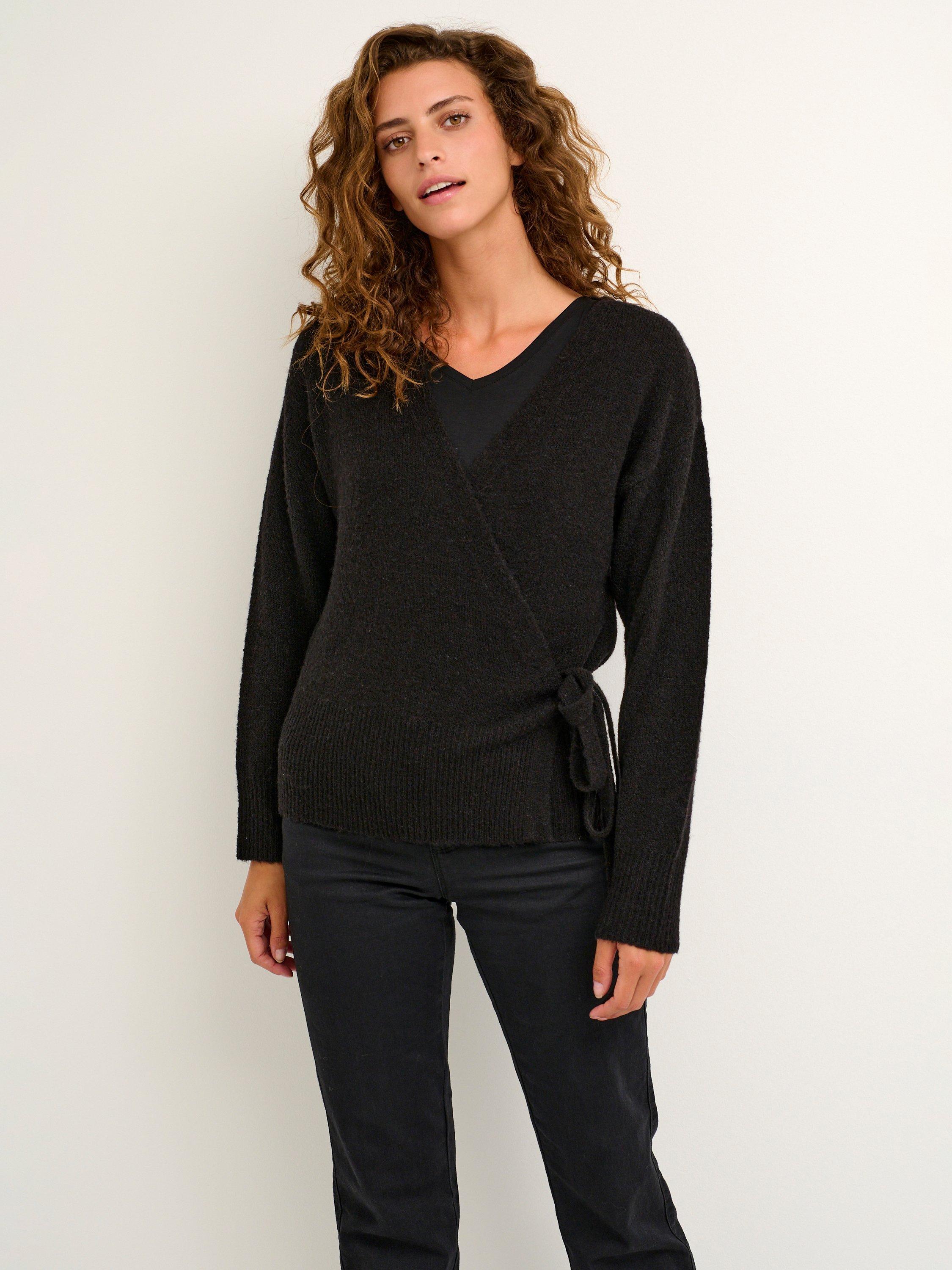 KAFFE Wendy Wrap Cardigan, Black Deep