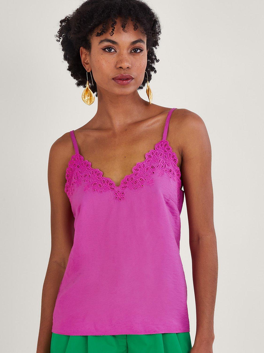 Monsoon Beatrice Cutwork Cami Top, Pink