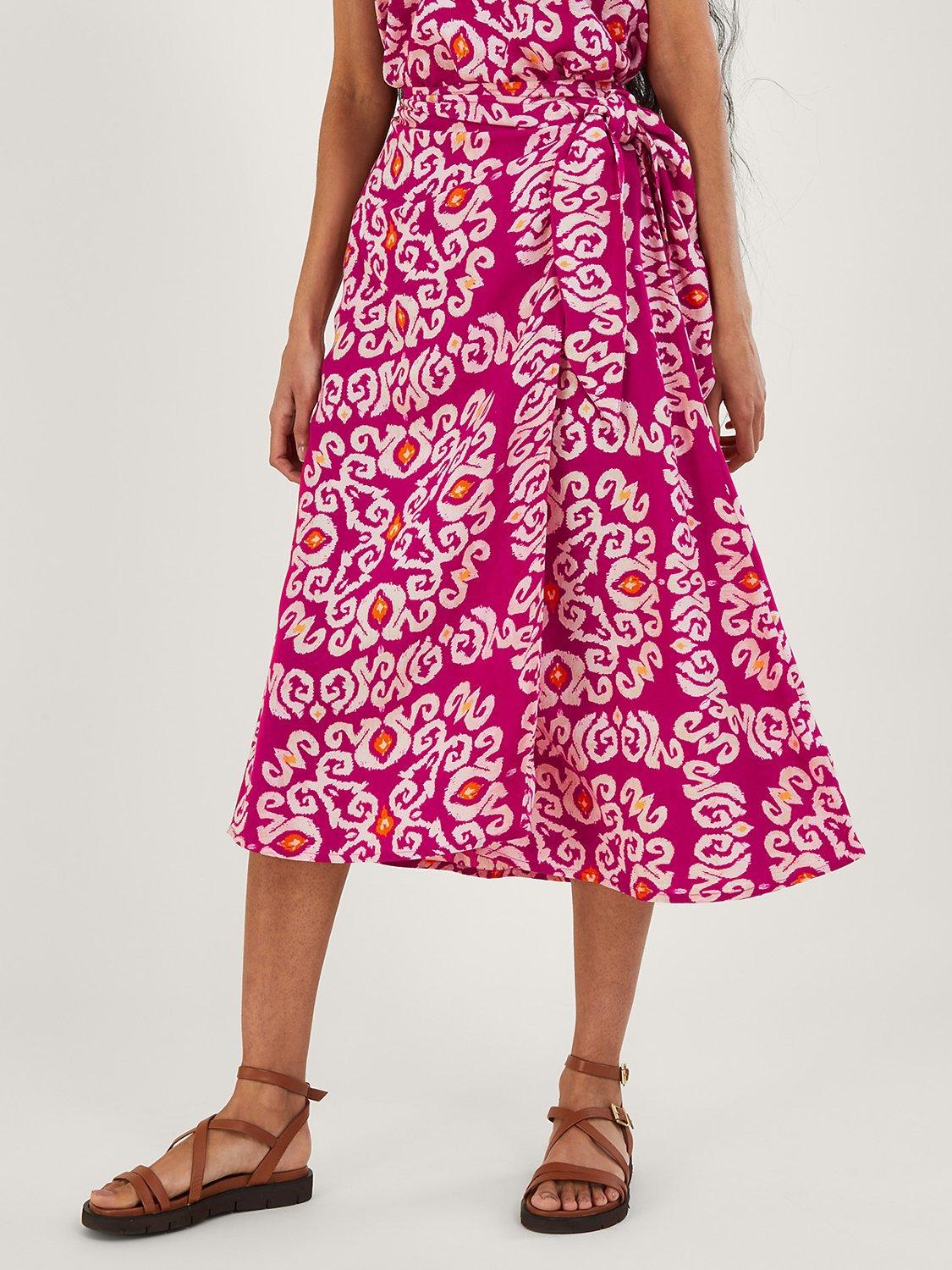 Monsoon Bandini Print Sarong Skirt, Pink